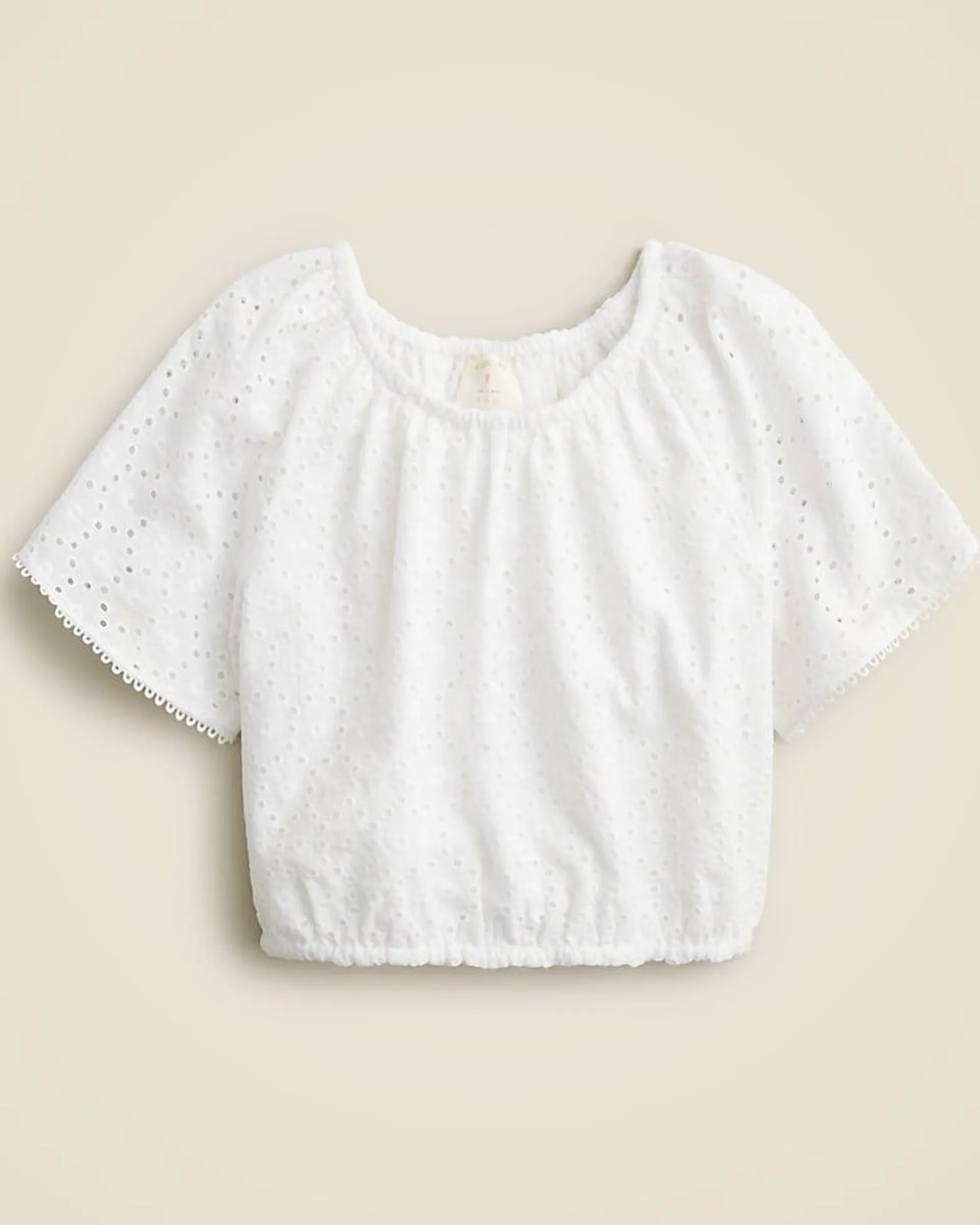 Girls' gathered top in eyelet