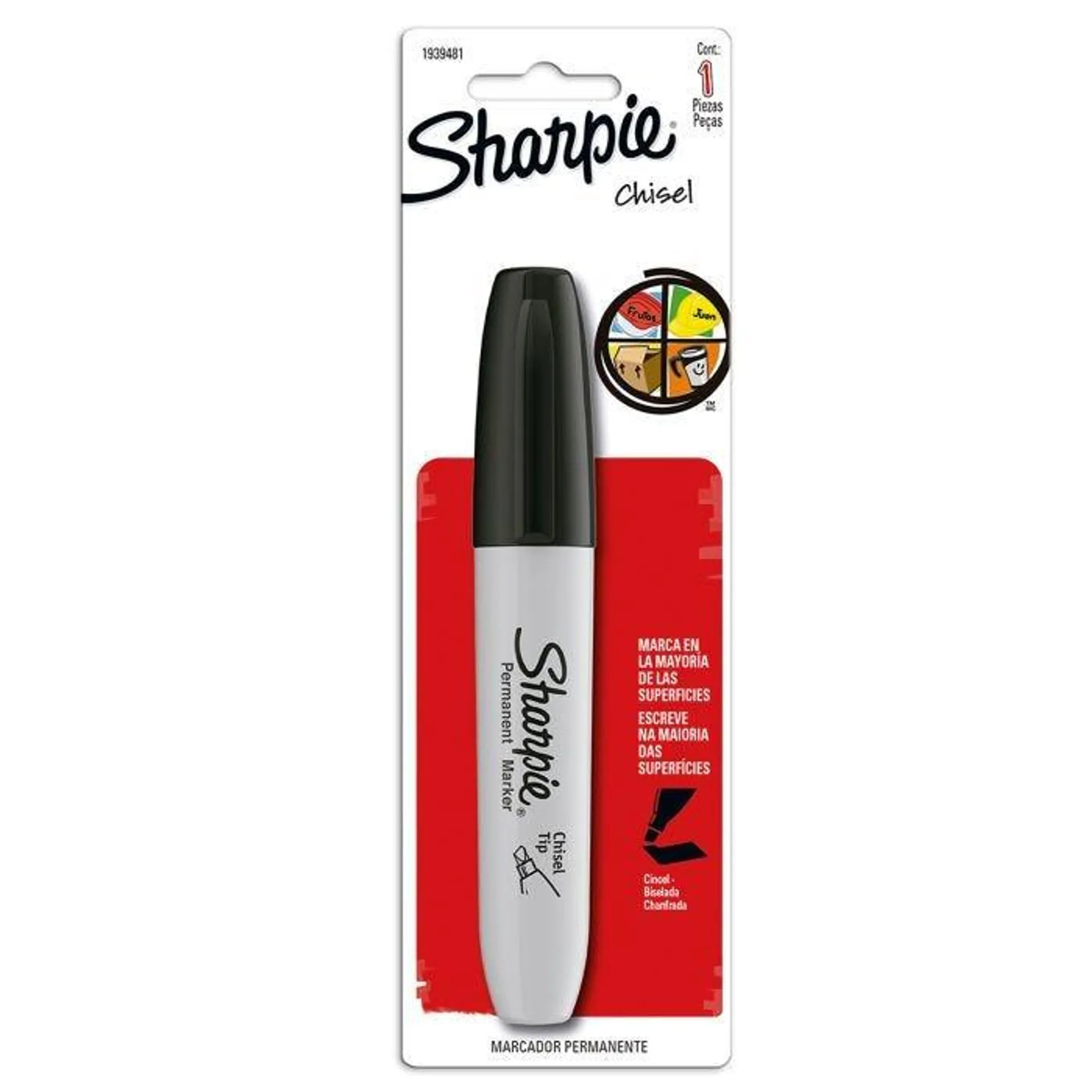 Marcador Permanente Sharpie Chisel Bl/1 Negro, Punta Cincel