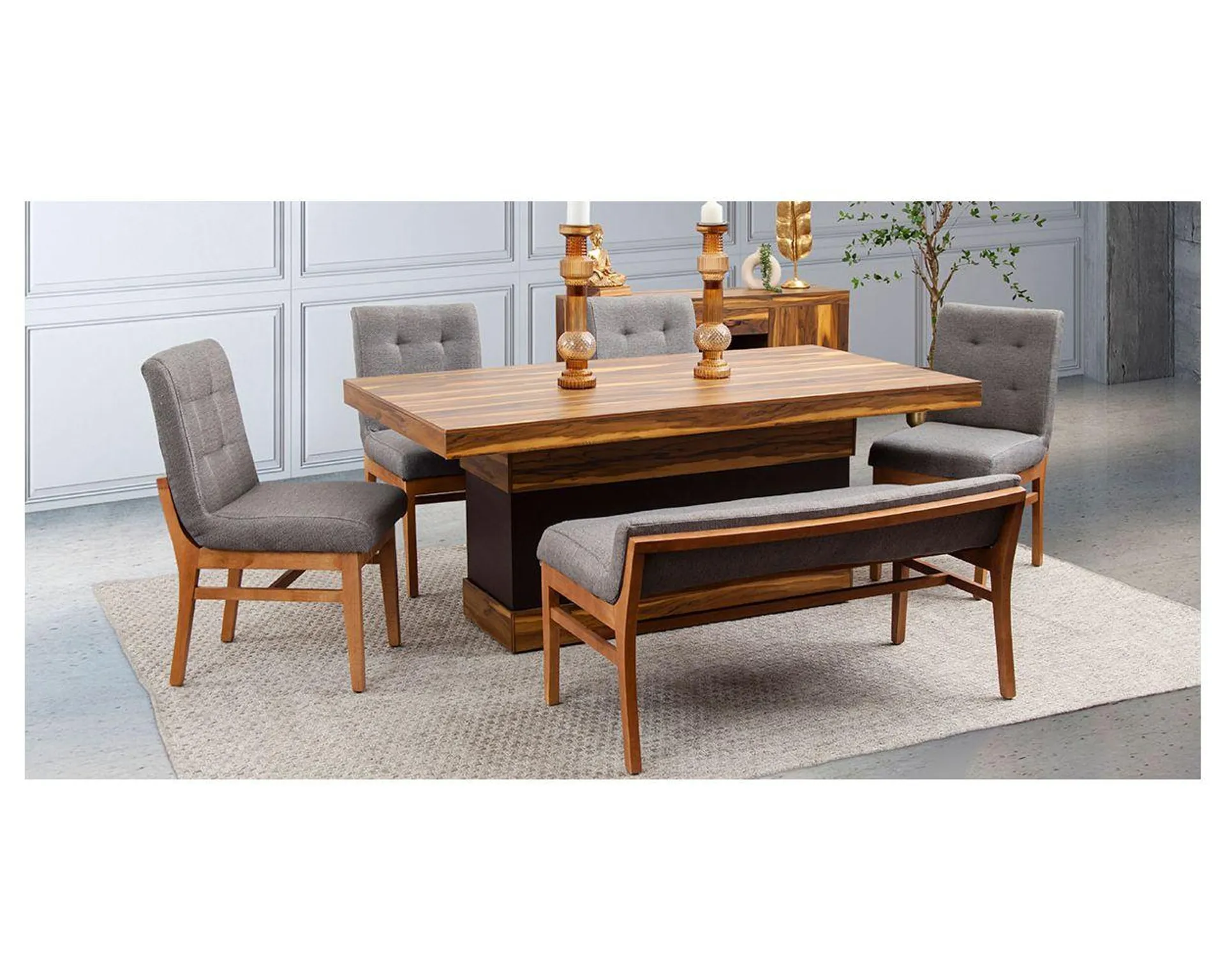 Comedor Parota Invictus Gris 6 Piezas