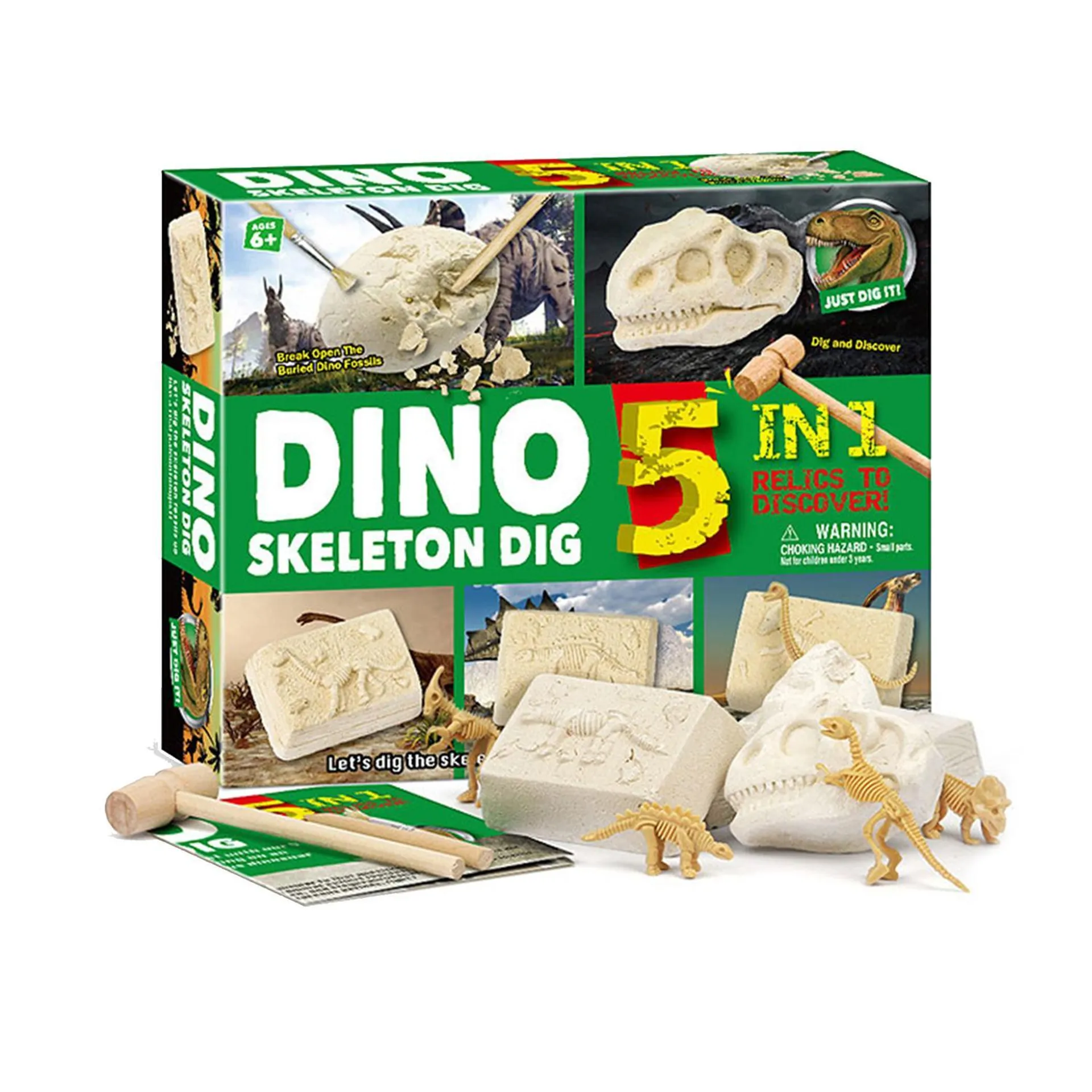 Kit Excavación 5 en 1 Dinosaurios Fósiles Arqueología