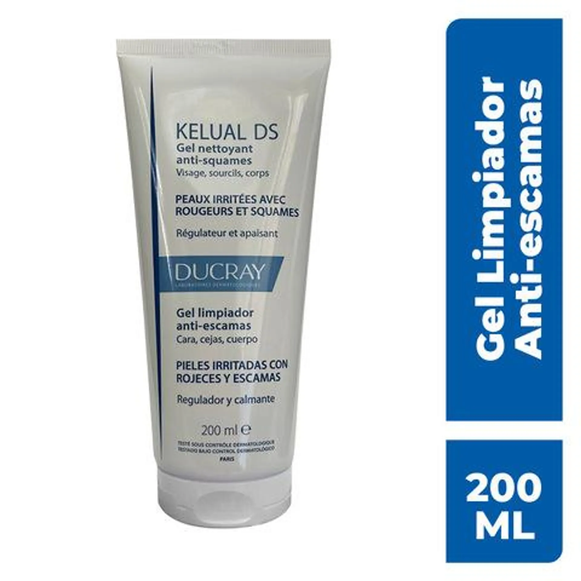 Ducray Kelual DS Gel Limpiador Anti-Escamas para Piel Irritada Cara Cejas y Cuerpo