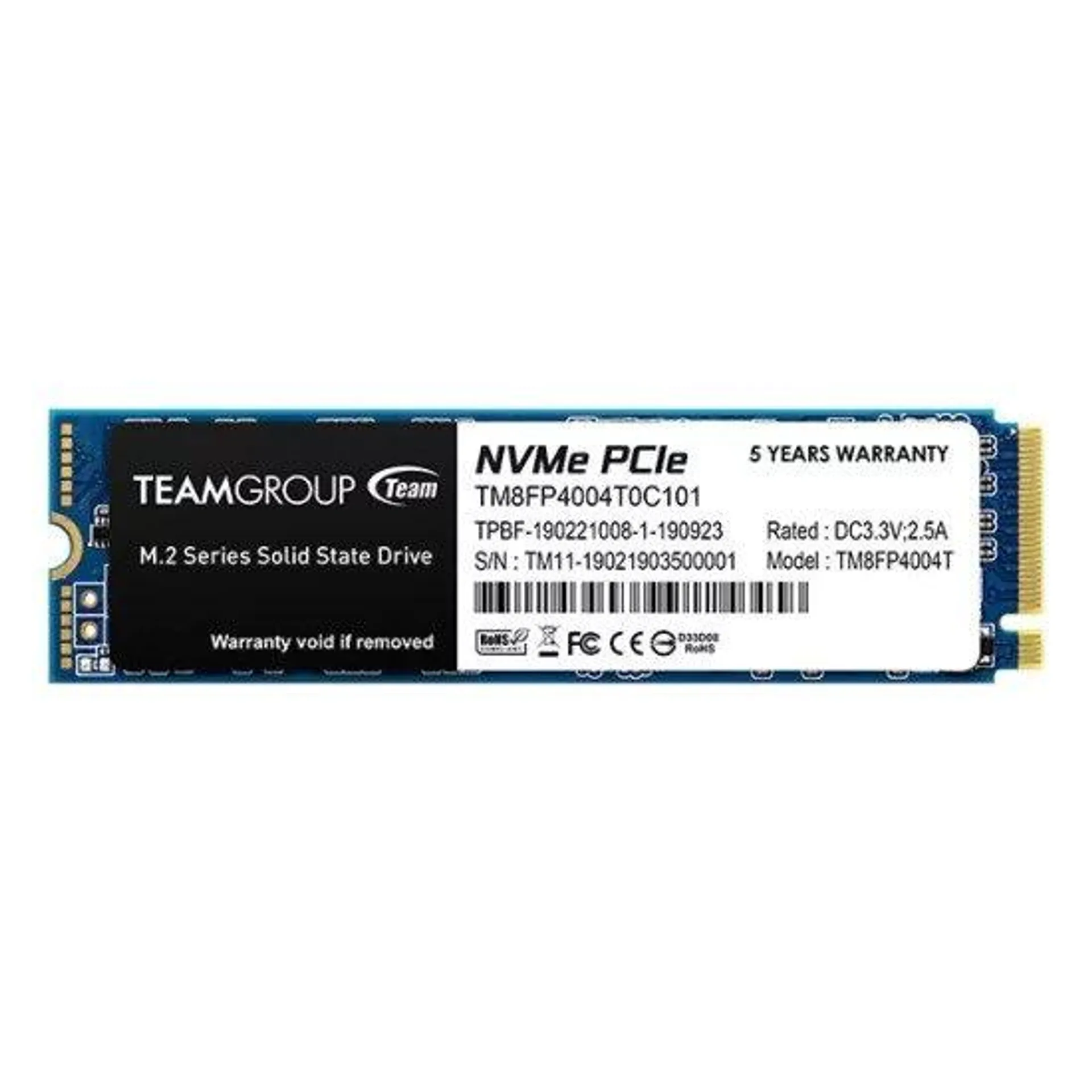 U. Estado Solido SSD M.2 4TB TeamGroup TM8FP4004T0C101 MP34 NVMe, PCI Express 3.0