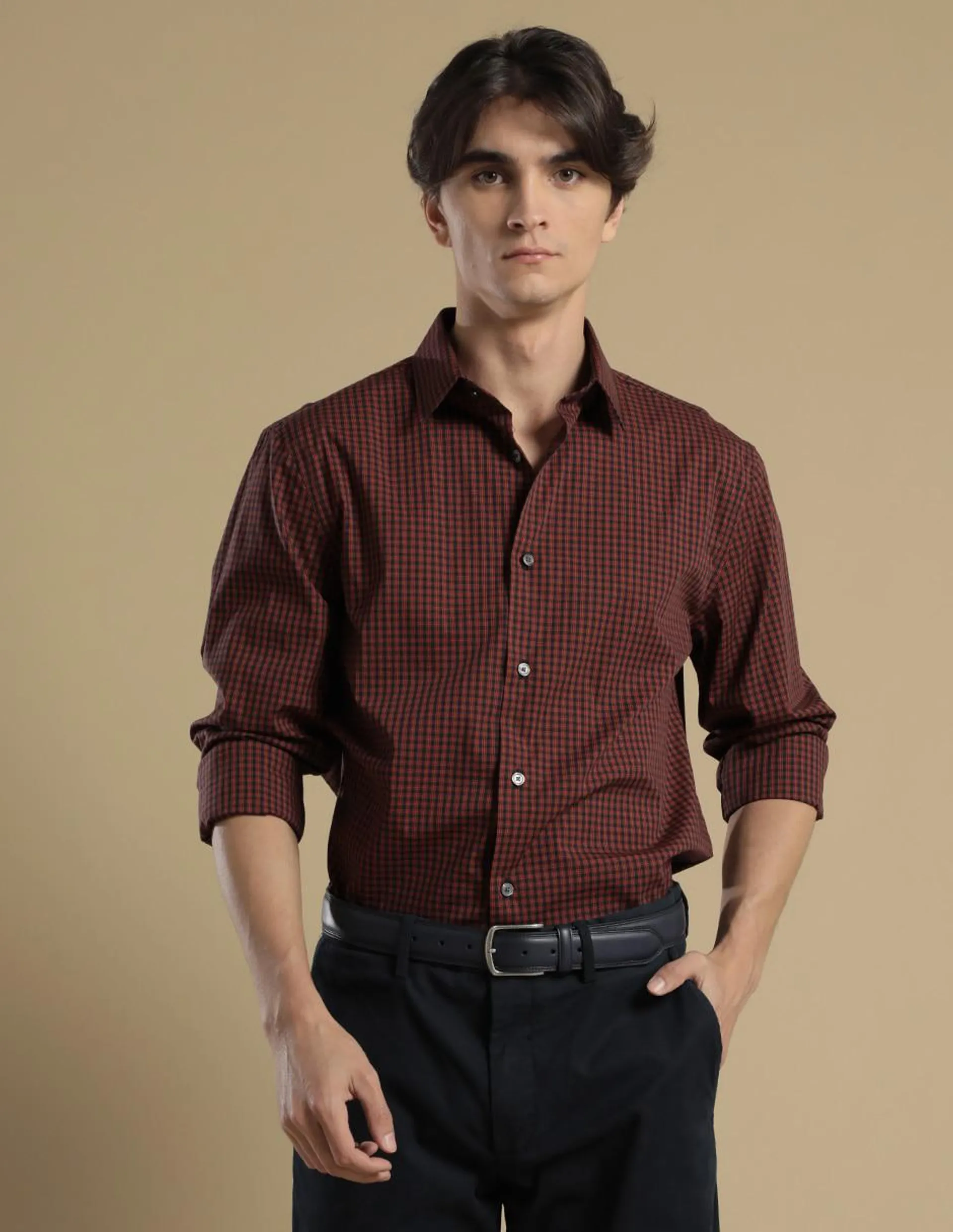 Camisa casual manga larga para hombre