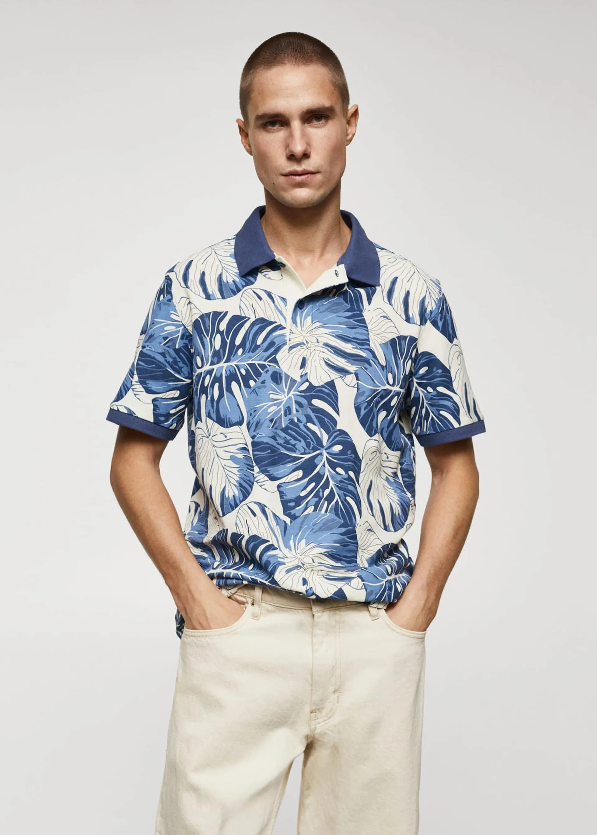 Polo algodón estampado tropical