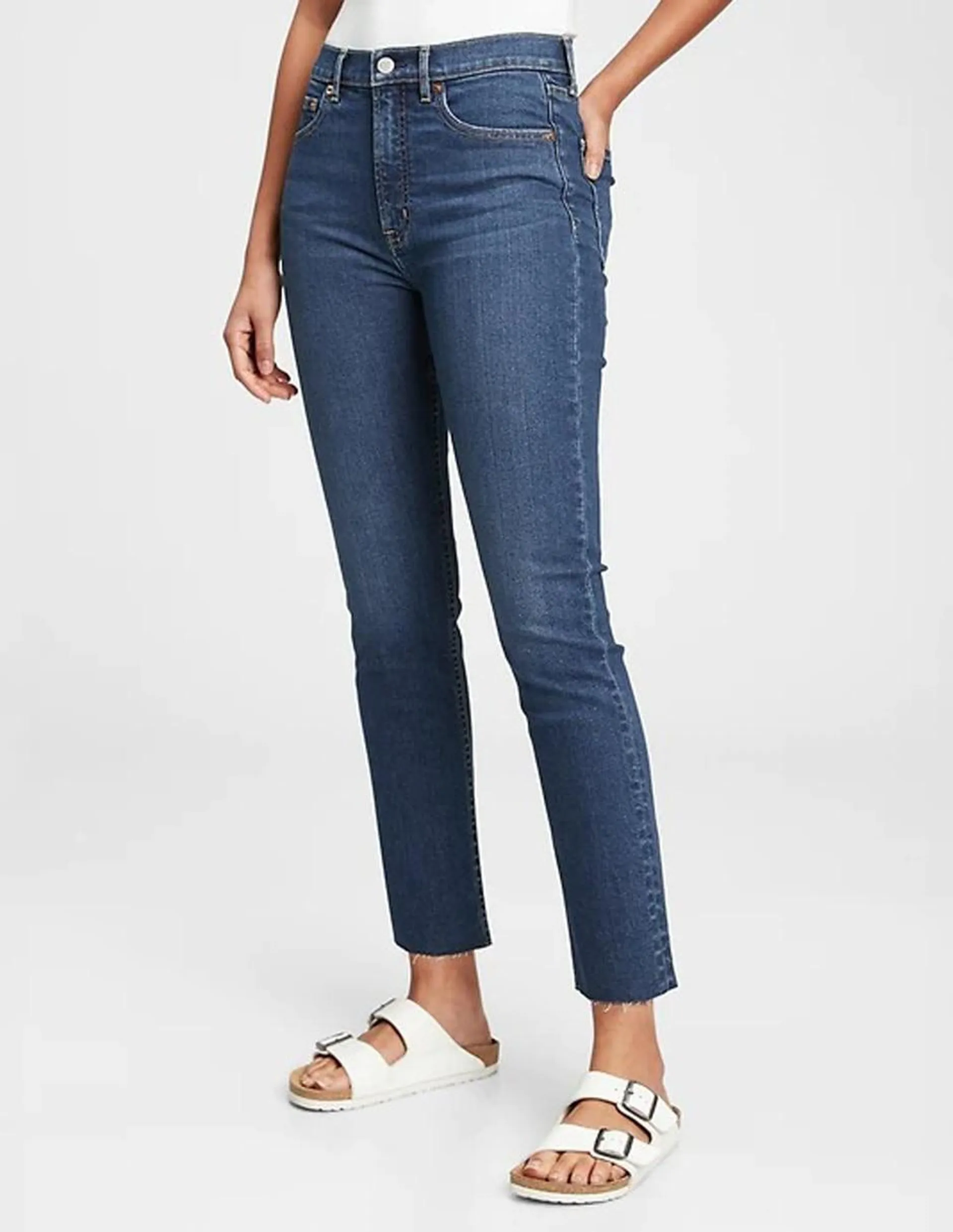 Jeans slim corte cintura alta para mujer