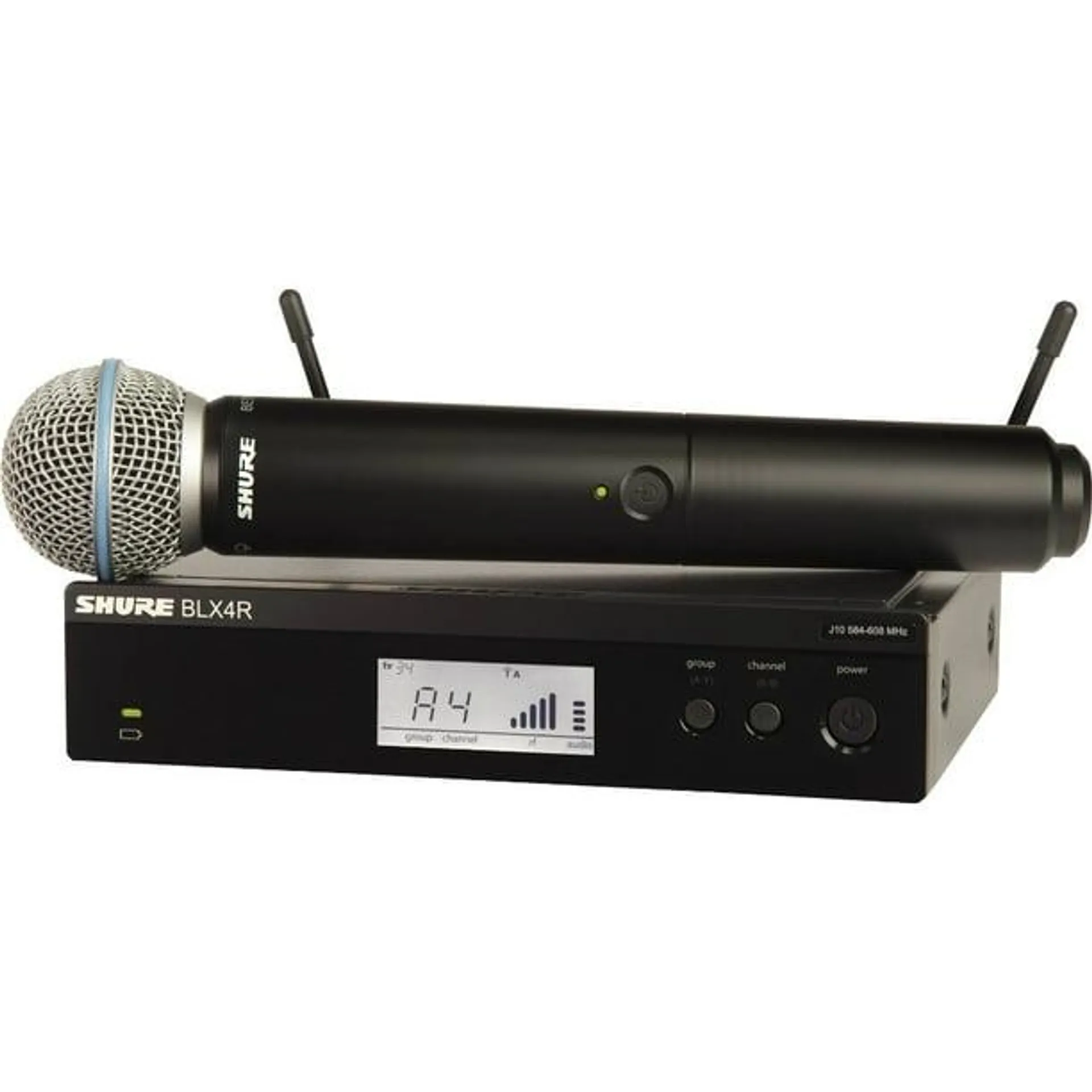Micrófono BLX24R/B58 Shure Inalámbrico 1 Canal, Receptor para Montar en Rack Shure Hasta 14 hrs de Uso