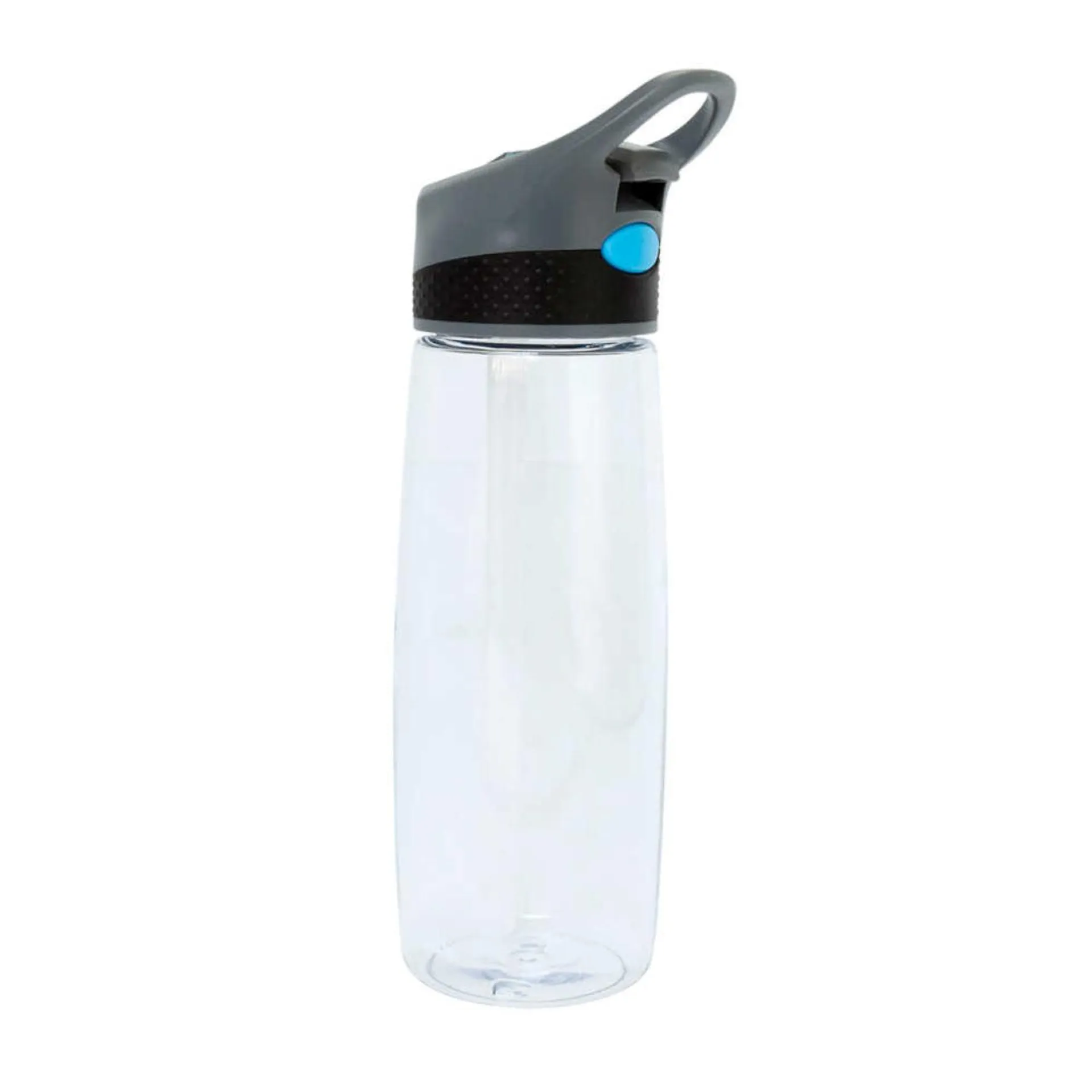 Cilindro con agarradera, botón antiderrame, 680 ml, transparente con gris