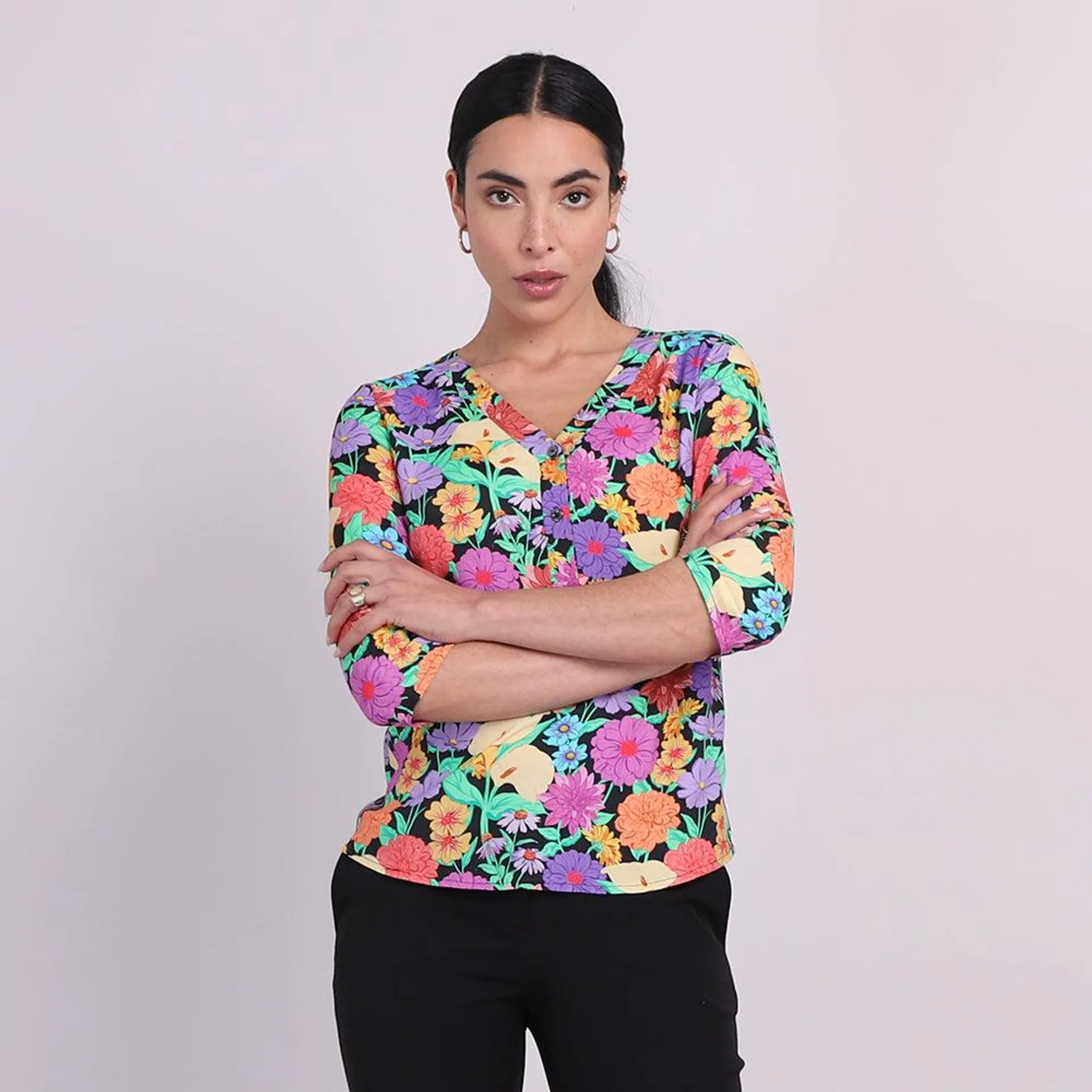 Blusa Estampado Floral 3/4