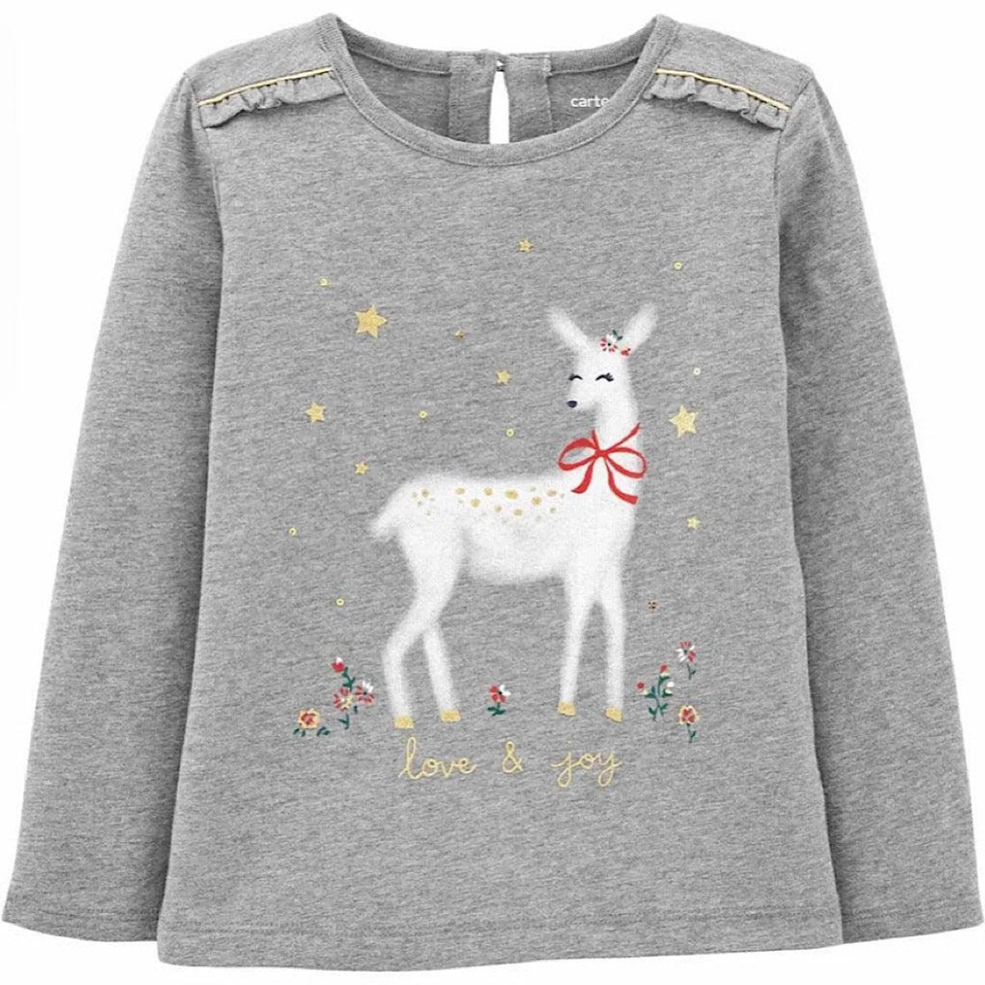 Blusa Carter’s venado navideño color gris niña preescolar