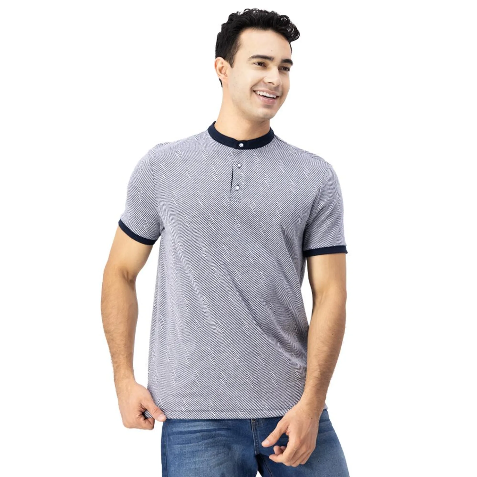 Playera Hummo Hombre Henley Con Diseño Full Print