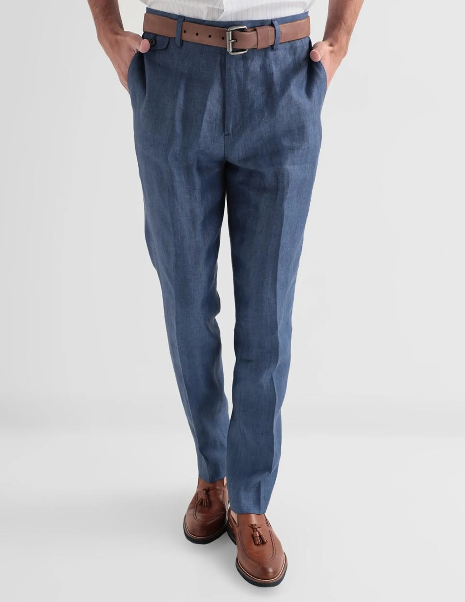 Pantalón slim de lino para hombre