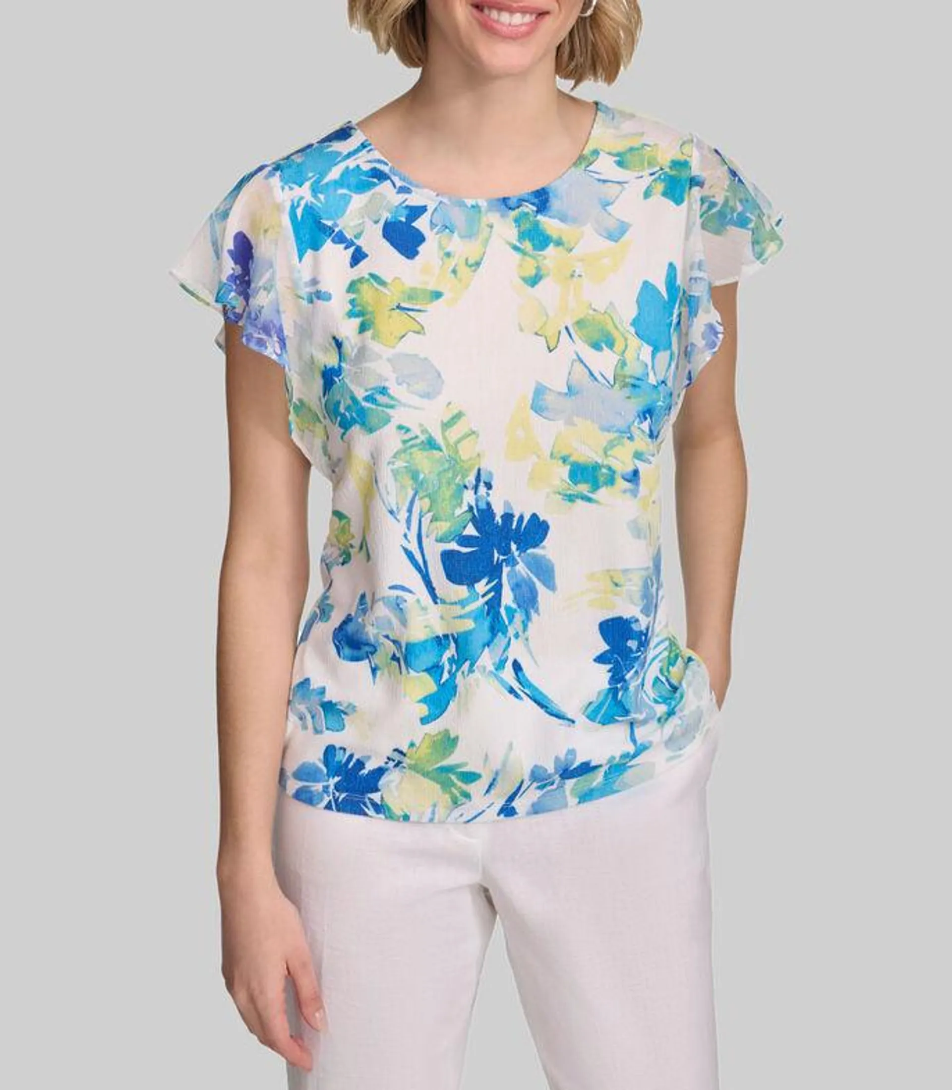 Blusa estampada manga corta Mujer