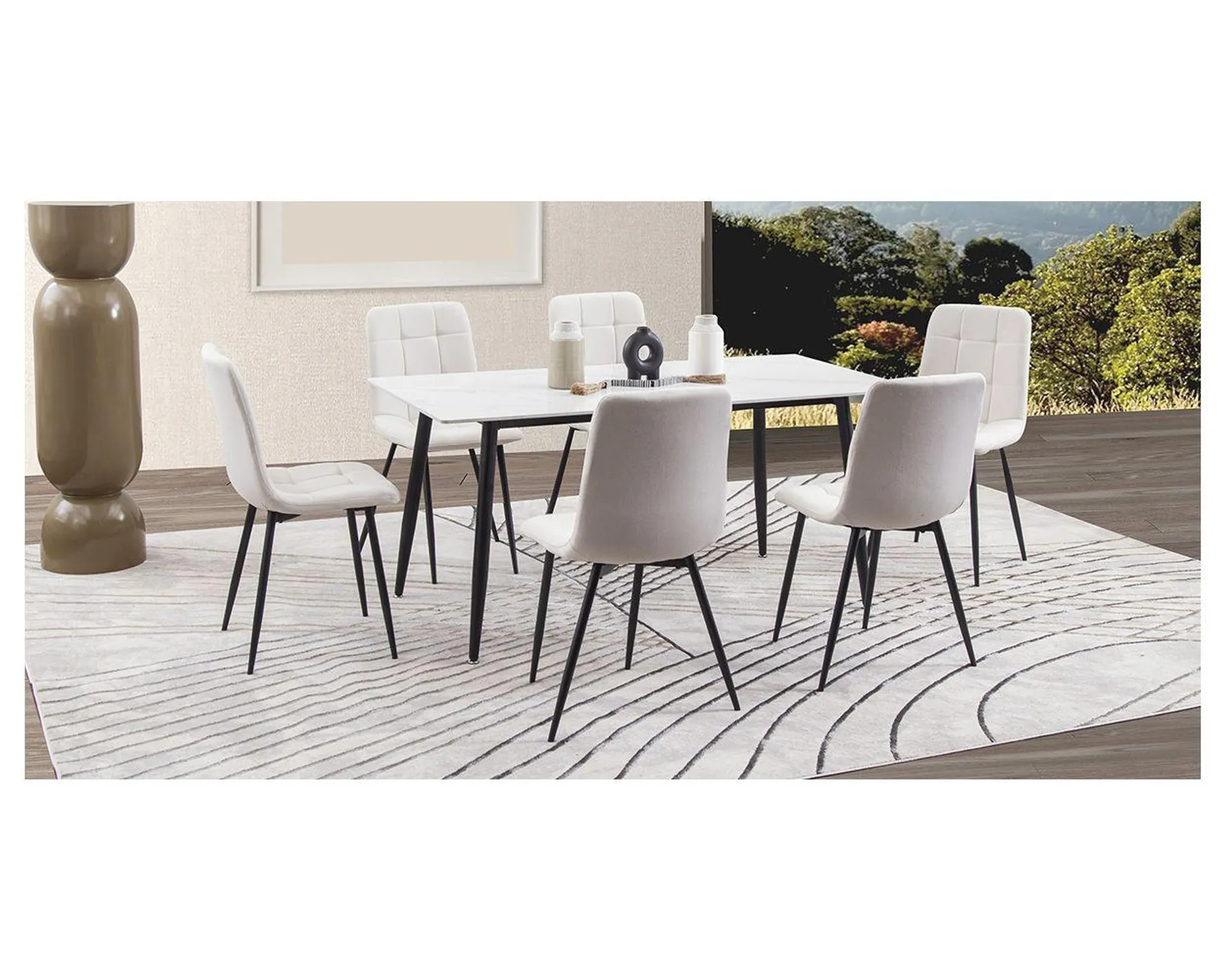 Comedor Rectangular Clever Beige 7 Piezas