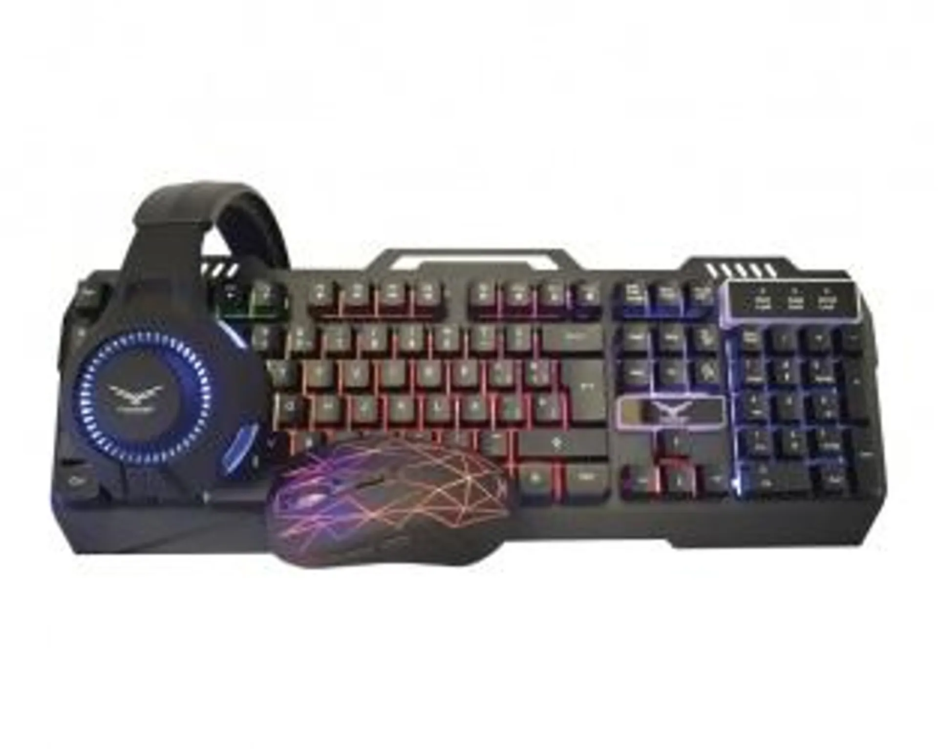 Kit Gamer 4 en 1 Naceb Teclado + Mouse + Audífonos + Mousepad, Alámbrico, USB, Negro/Rojo (Español)