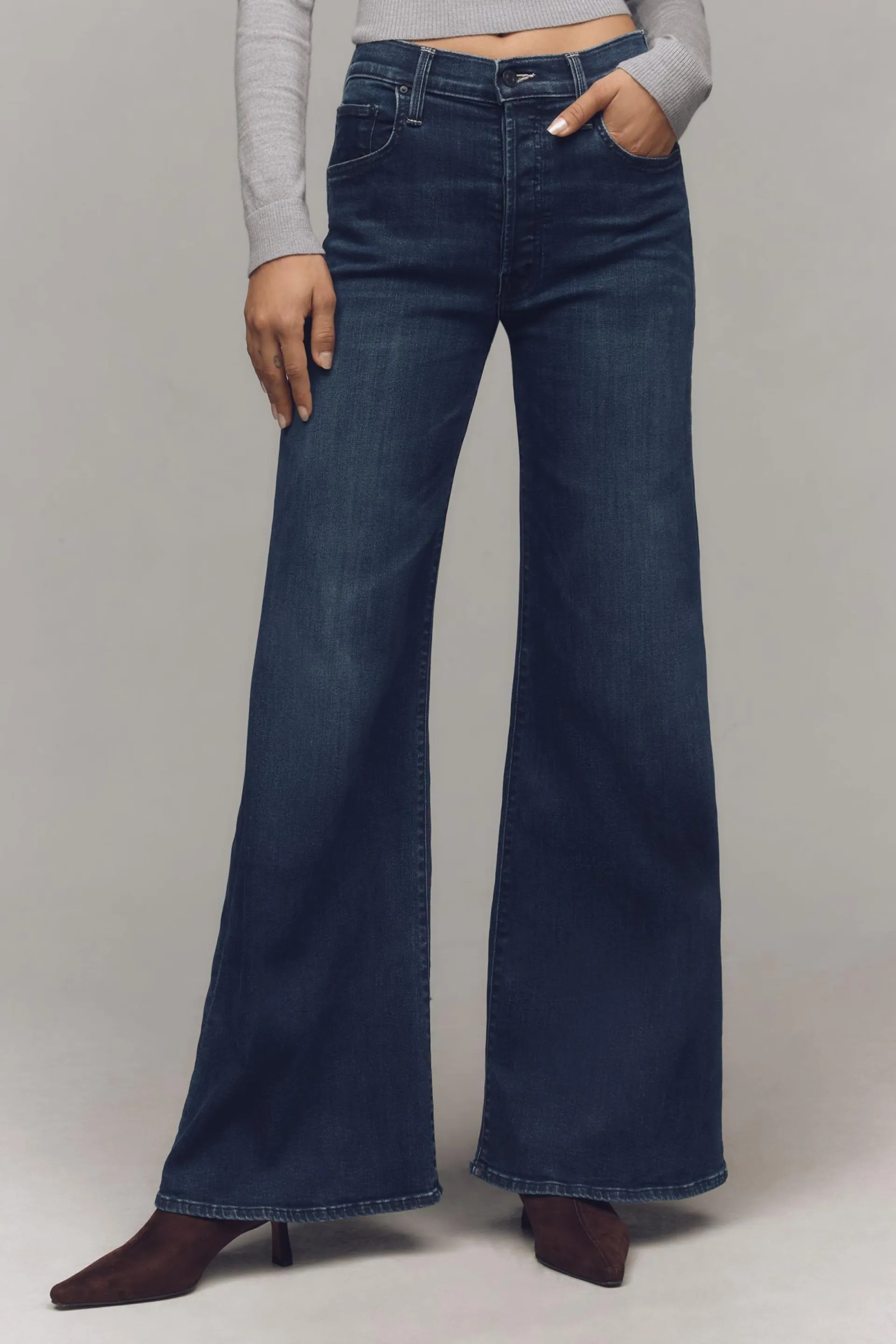 MOTHER The Tomcat Roller Sneak High-Rise Wide-Leg Jeans