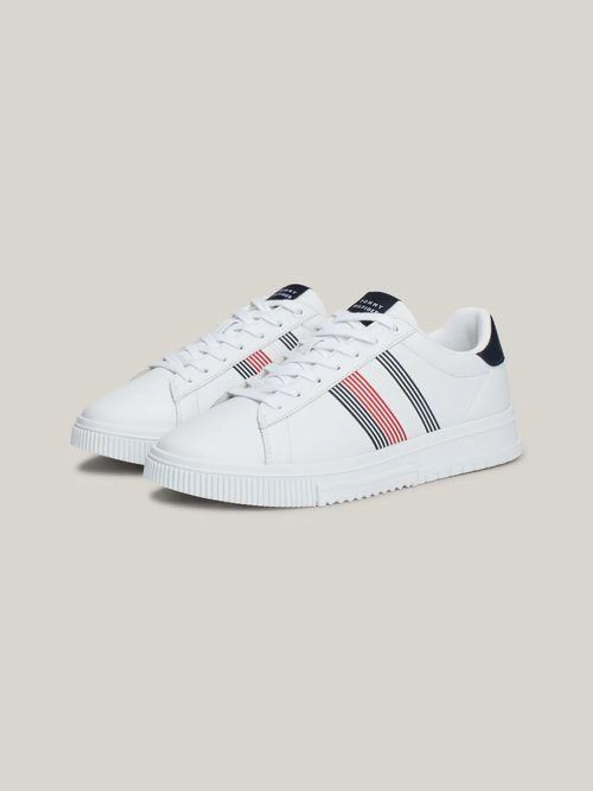 Tenis de piel con talón a contraste de hombre Tommy Hilfiger