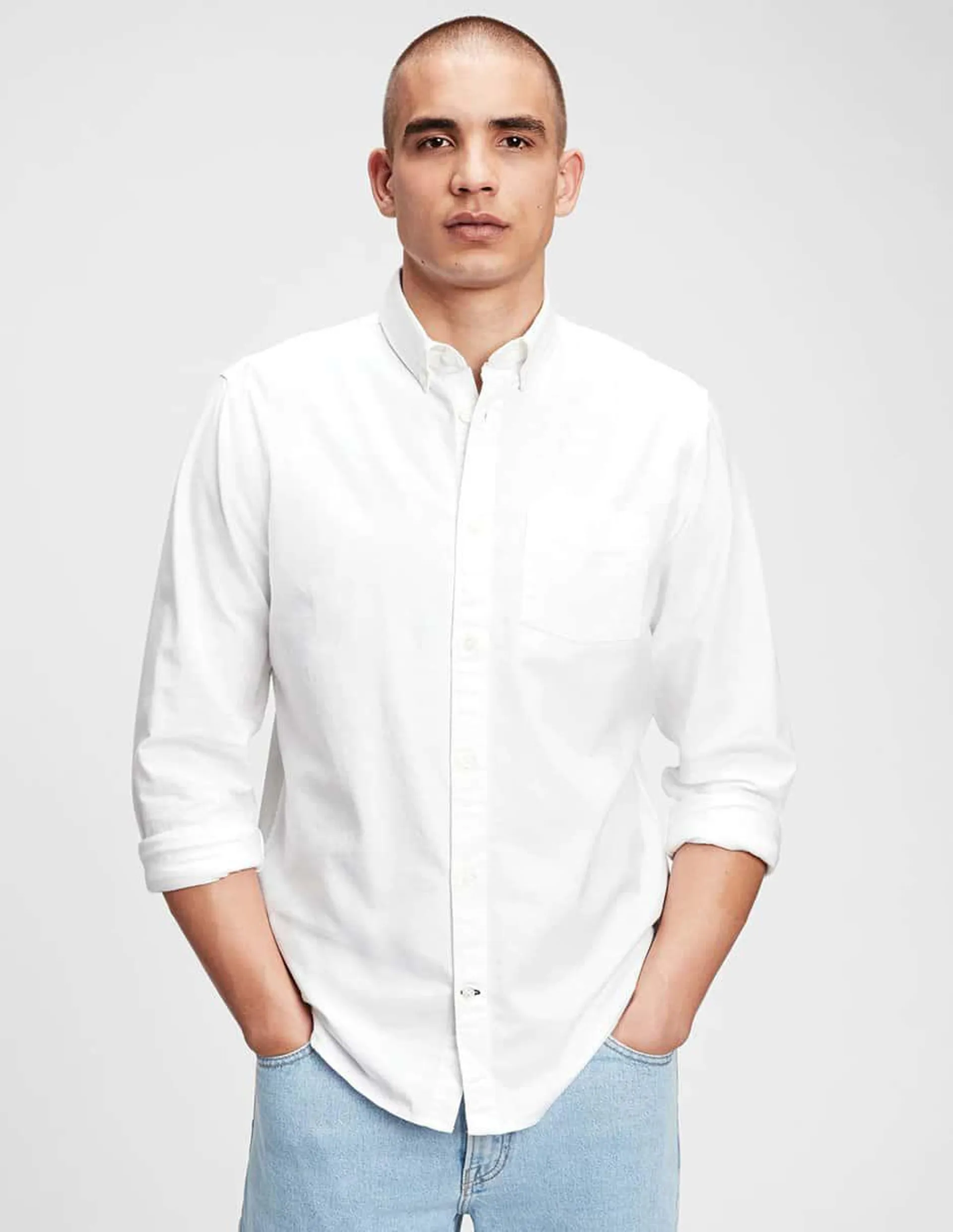 Camisa casual de algodón manga larga para hombre