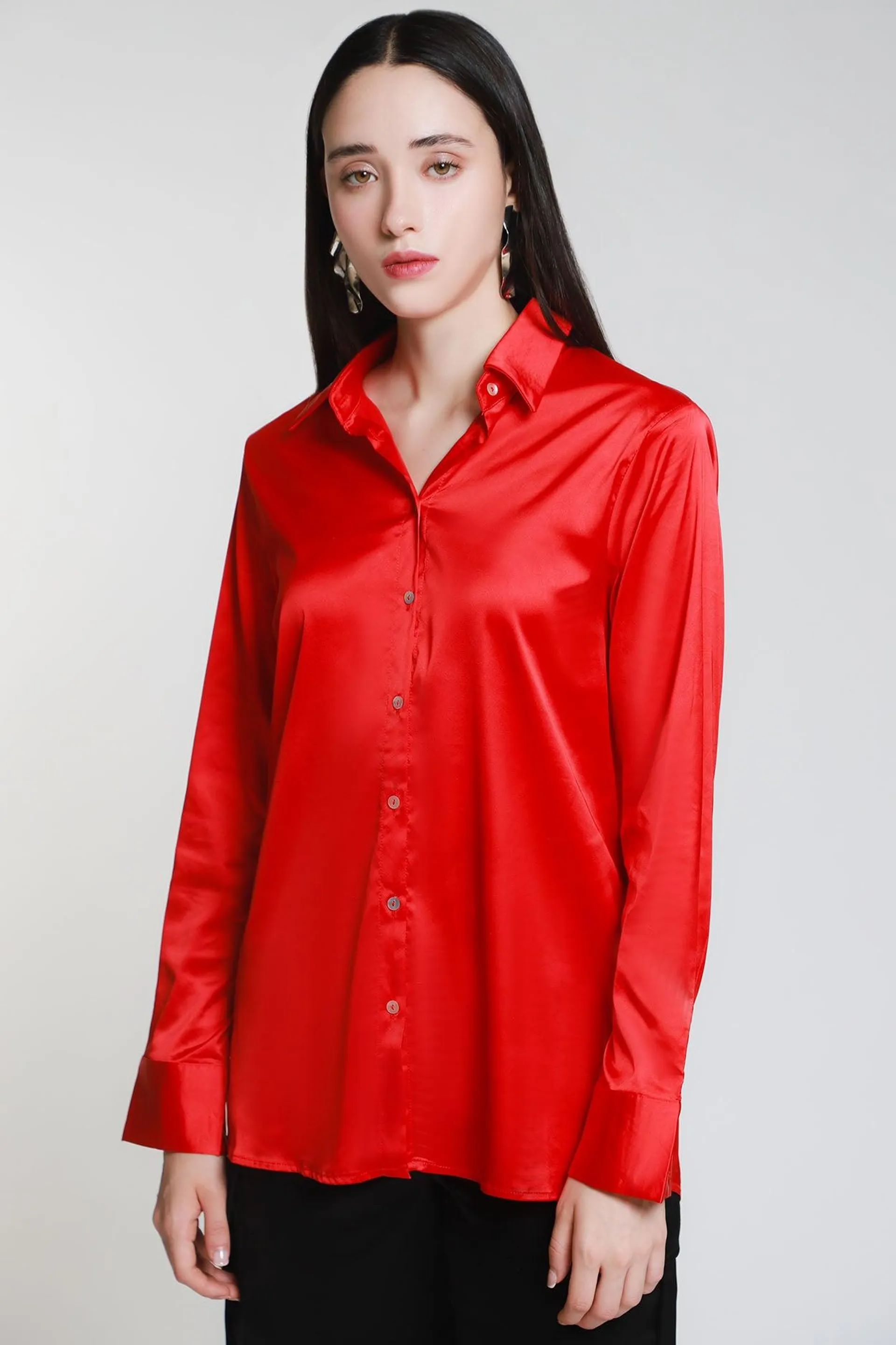 Blusa Satin Cuello Camisero