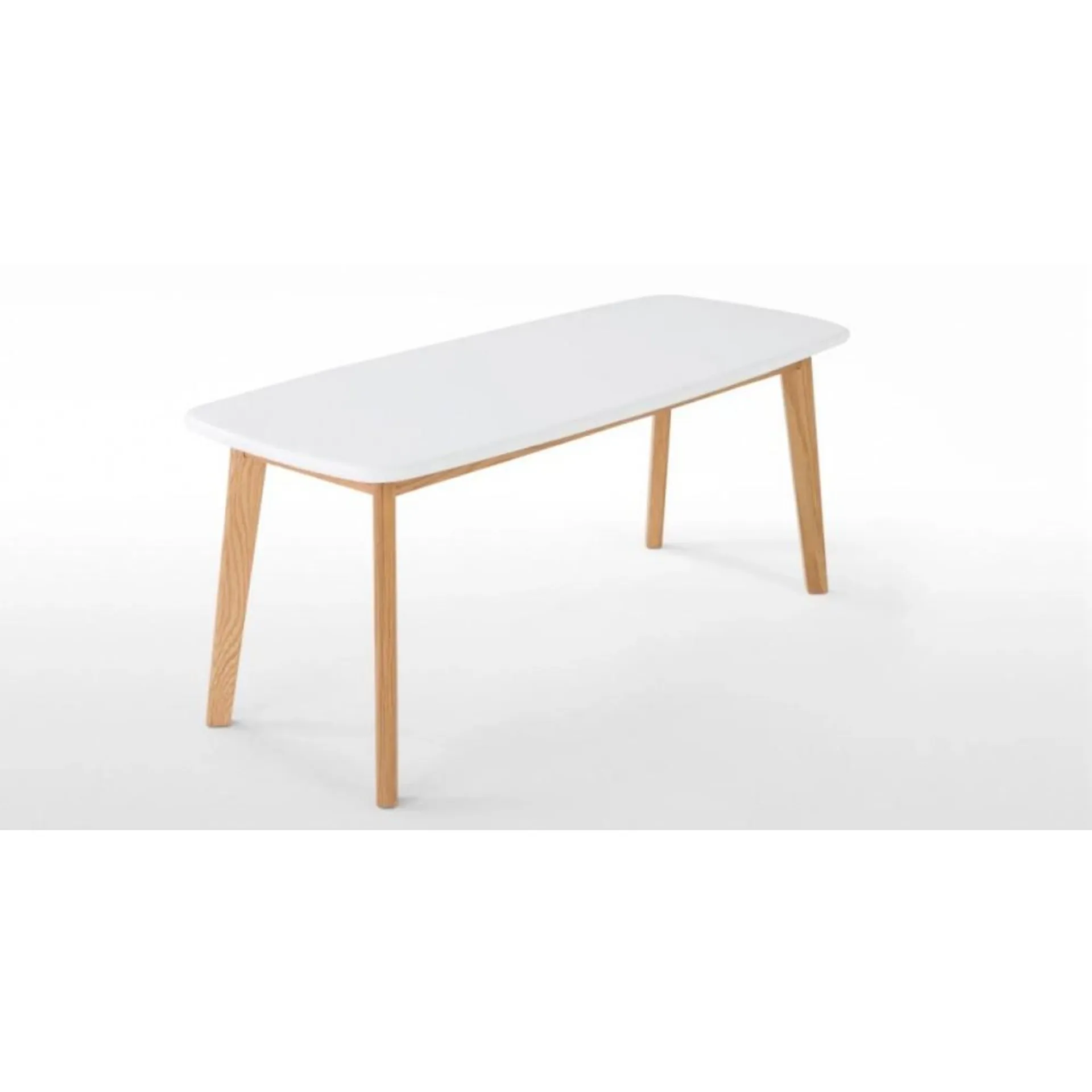 Nolam - Mesa de comedor rectangular minimalista madera encino y color blanco