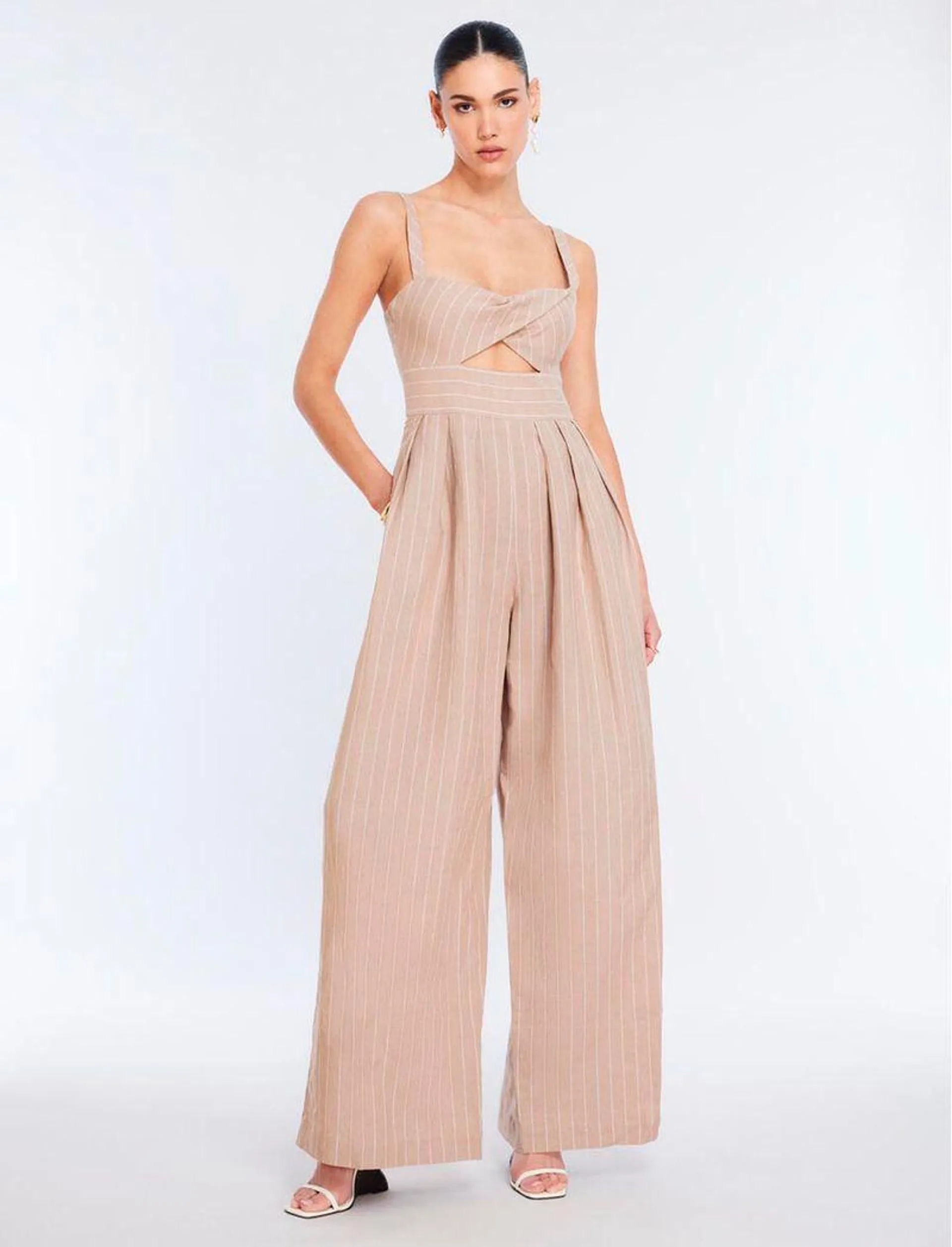 JUMPSUIT PIERNA ANCHA RAYAS EFECTO DRAPEADO