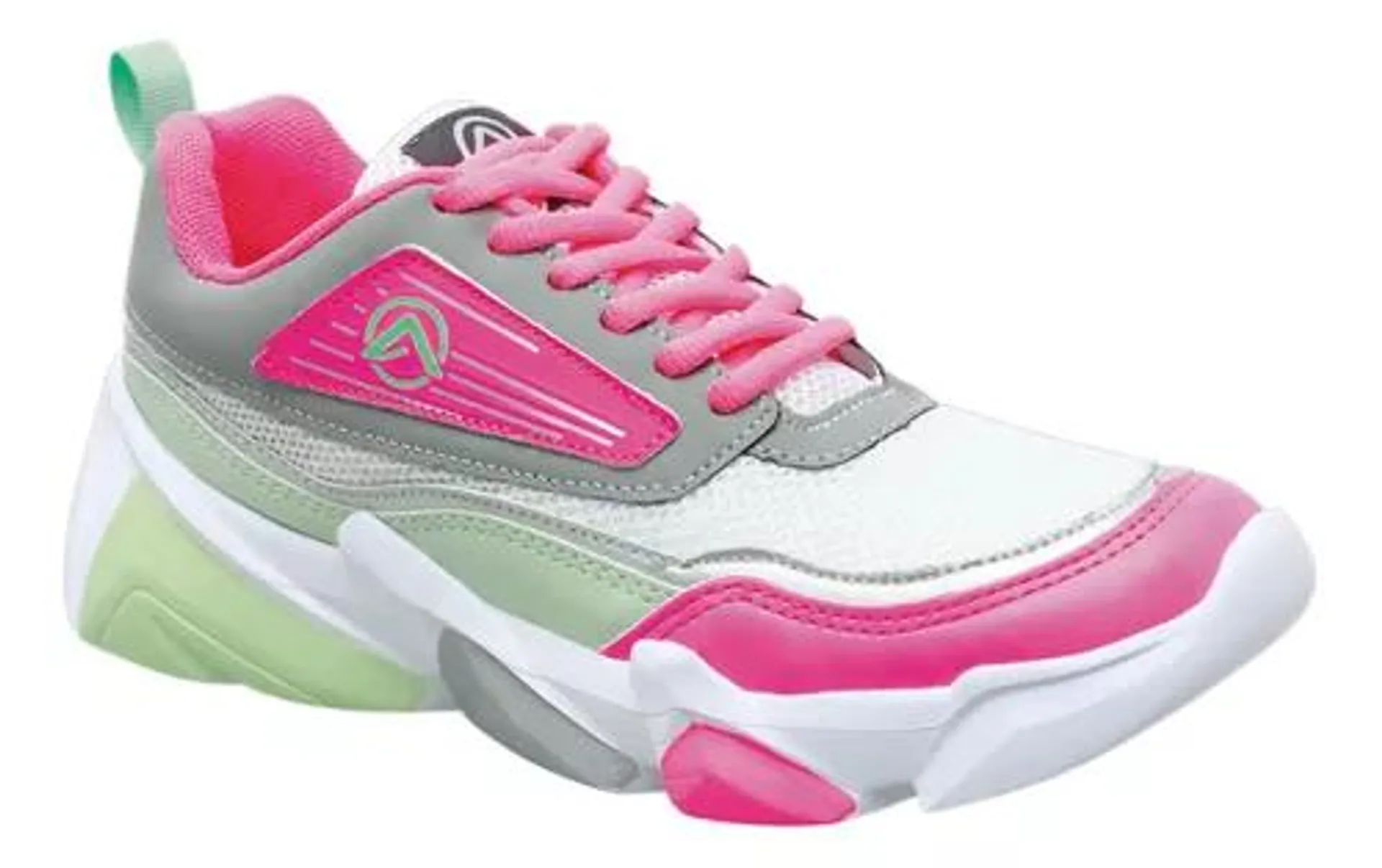 Tenis Mujer Rosa Neón Malla Deportivos Ligeros Gris Fareli