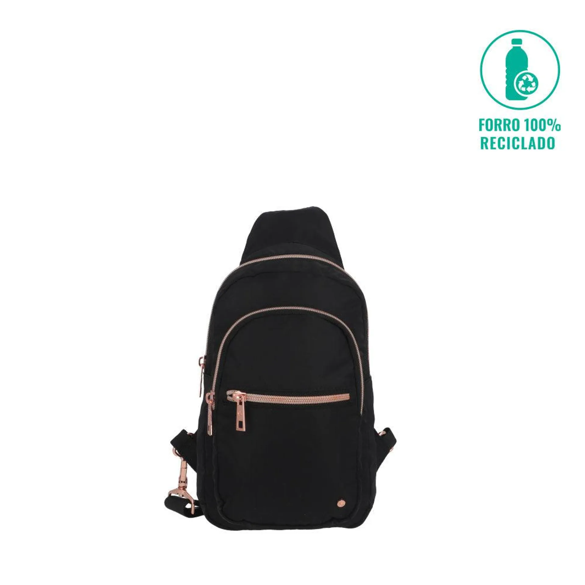 Cartera Bandolera Ronan Negra con Cierre Rosado