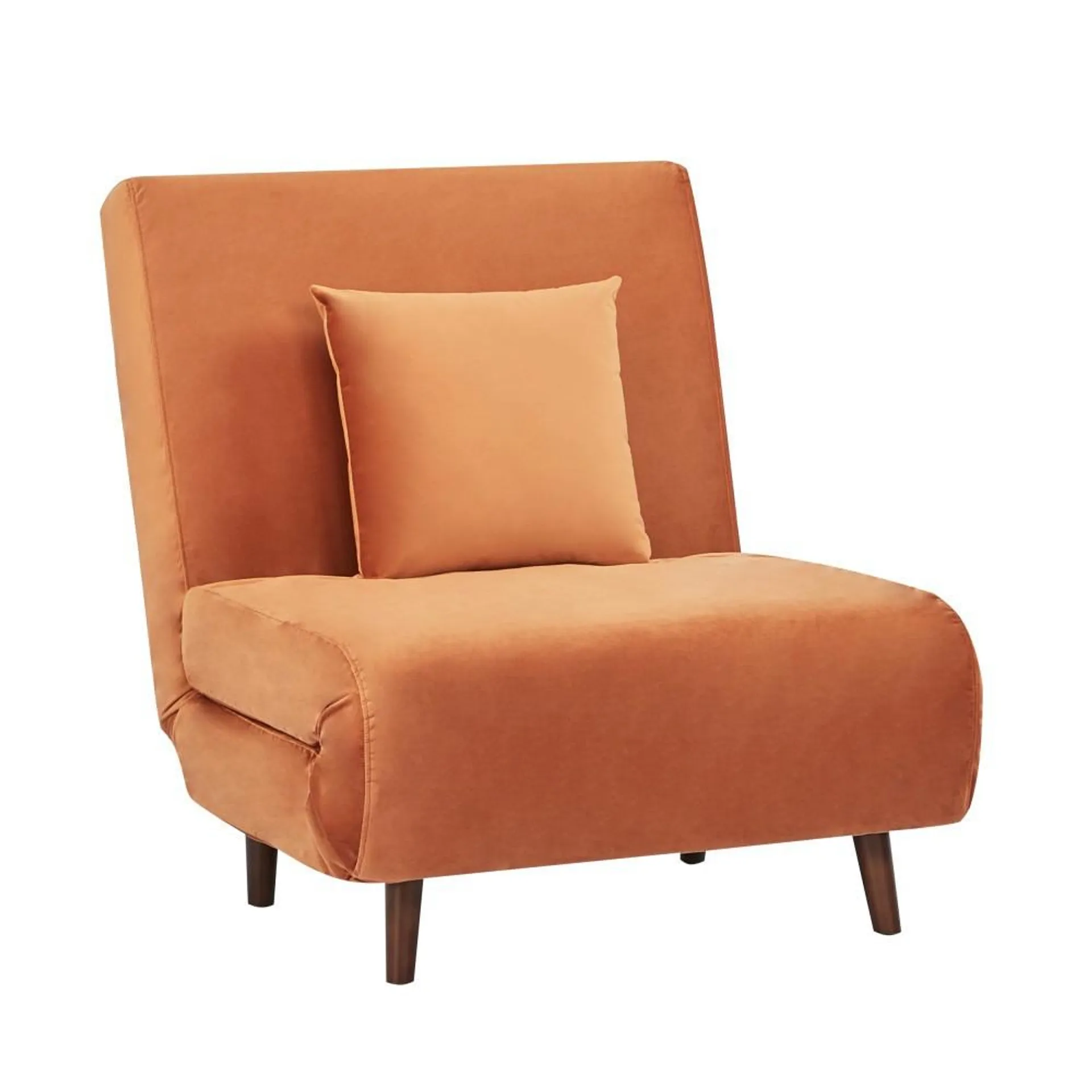 Chilly - Sillón estilo moderno convertible cama terciopelo color naranja