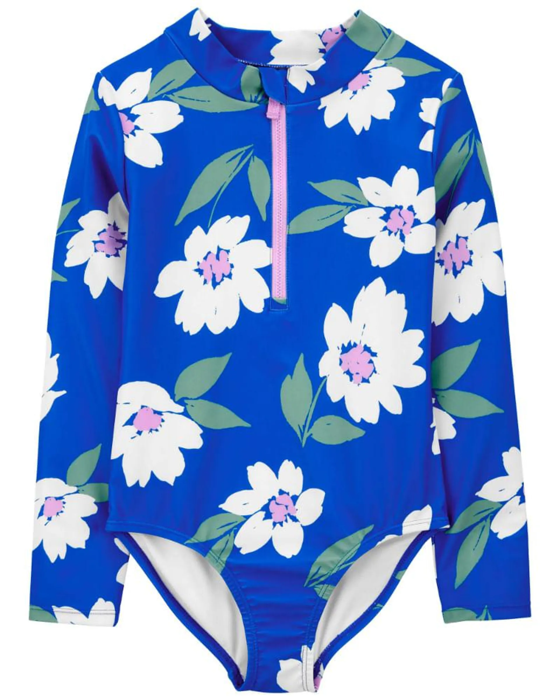 Traje De Baño De Una Pieza Con Cierre Frontal Floral