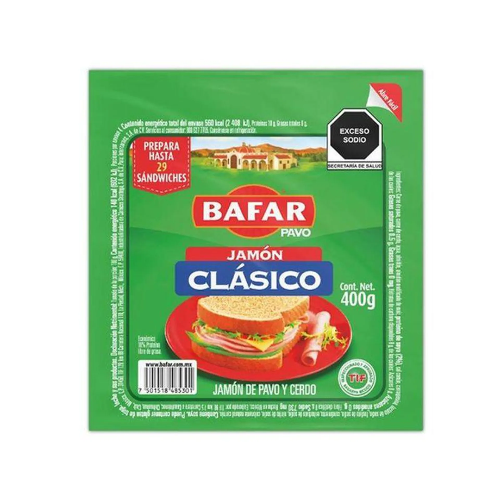 Bafar Jamon Clasico de Pavo Y Cerdo 400 g