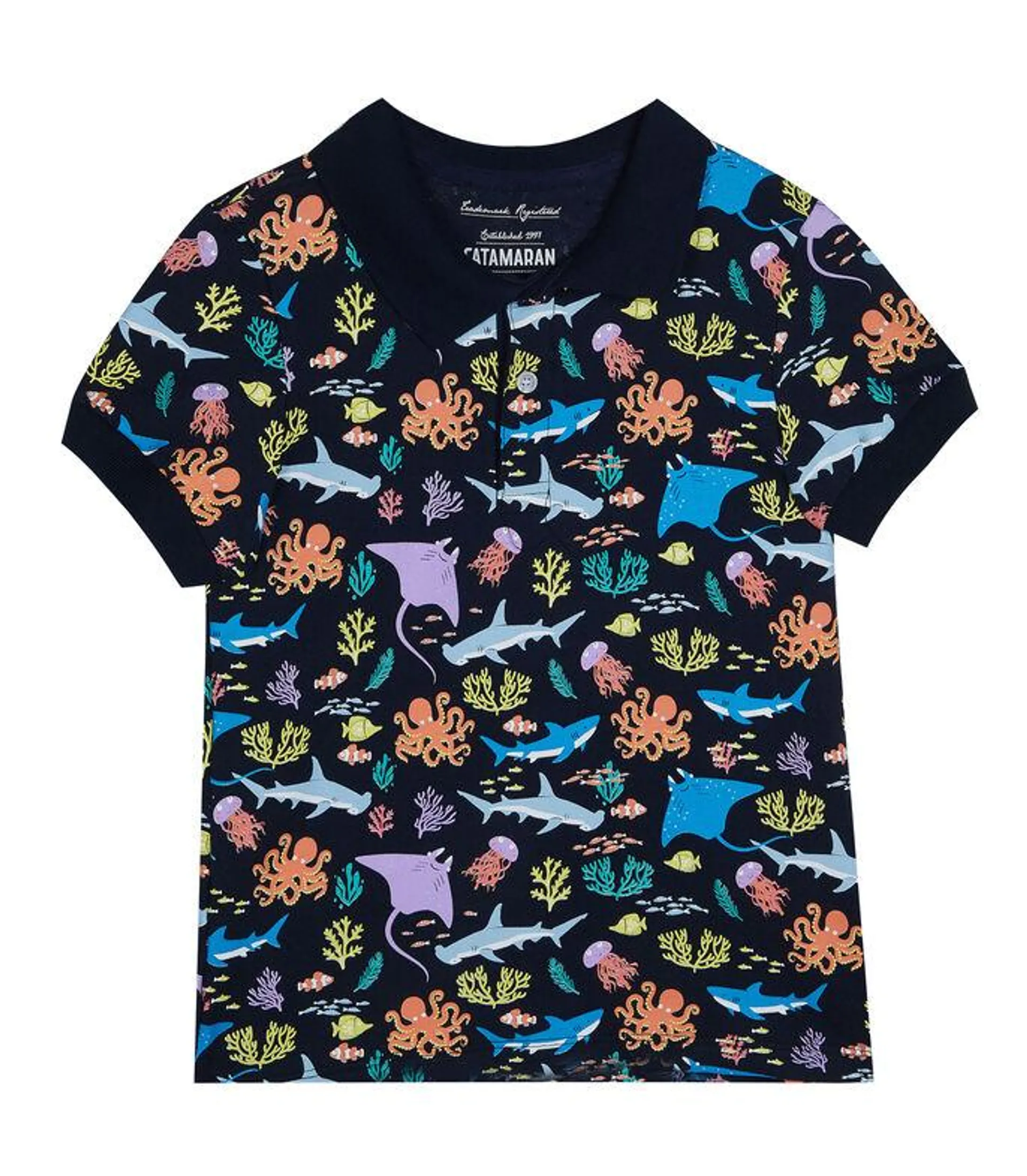 Playera tipo polo manga corta estampada Niño