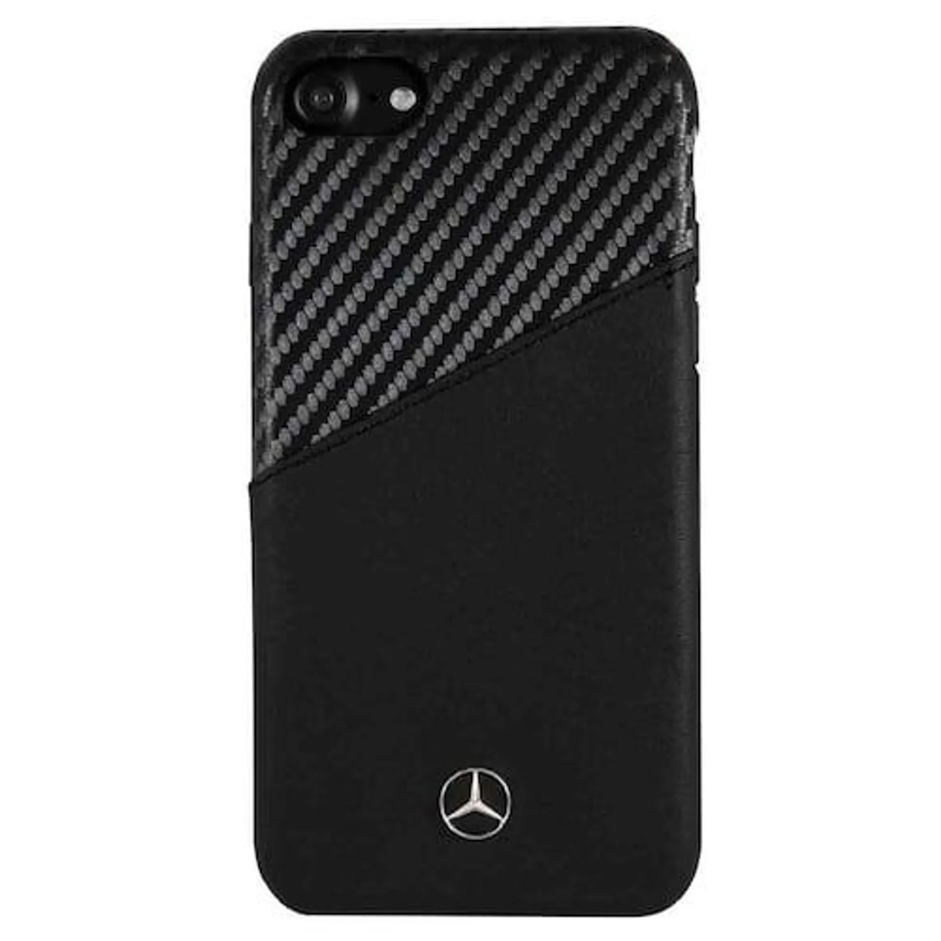 Funda Iphone SE3 Mercedes Benz Carbono Piel Negra