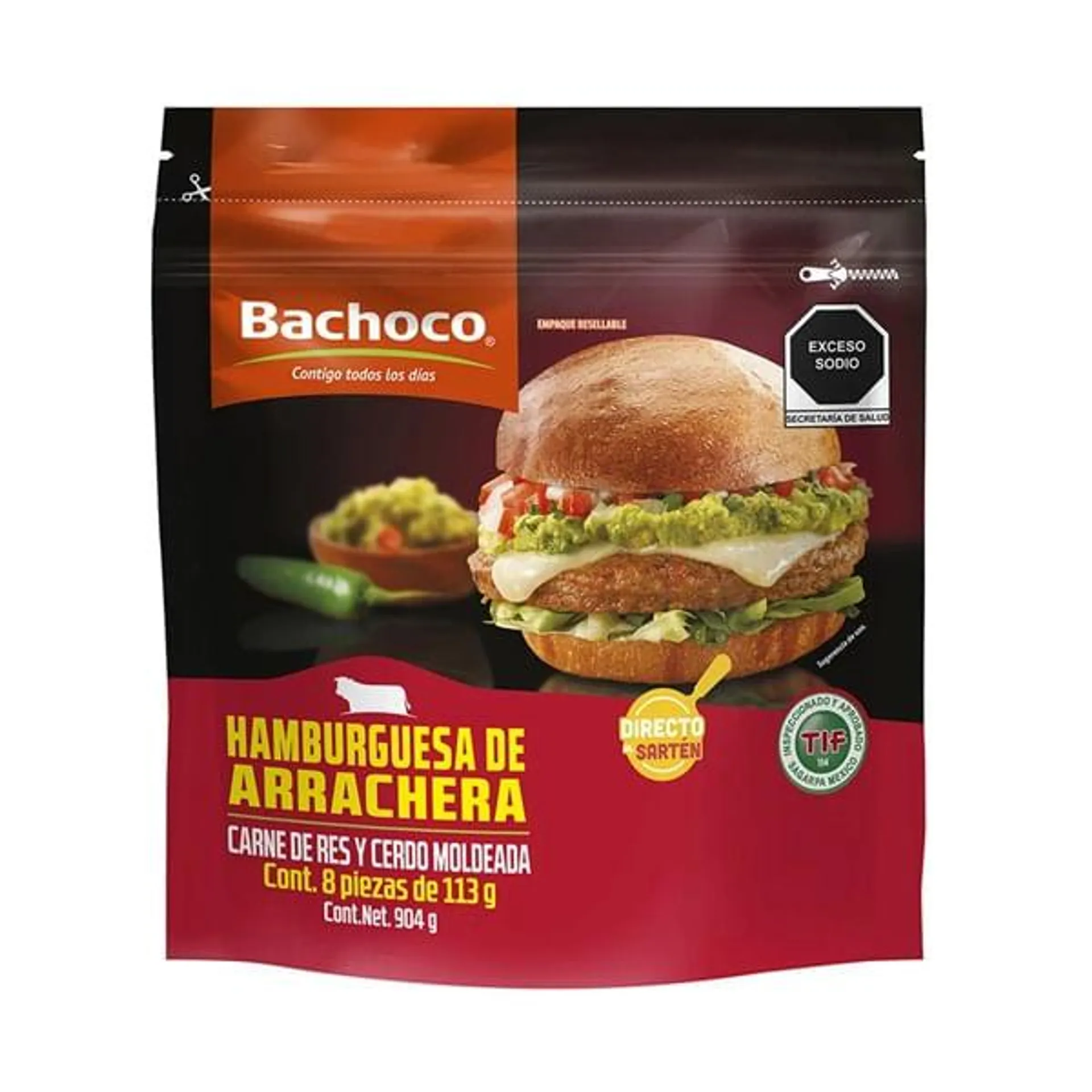 Hamburguesa Bachoco de arrachera mayoreo 904 g