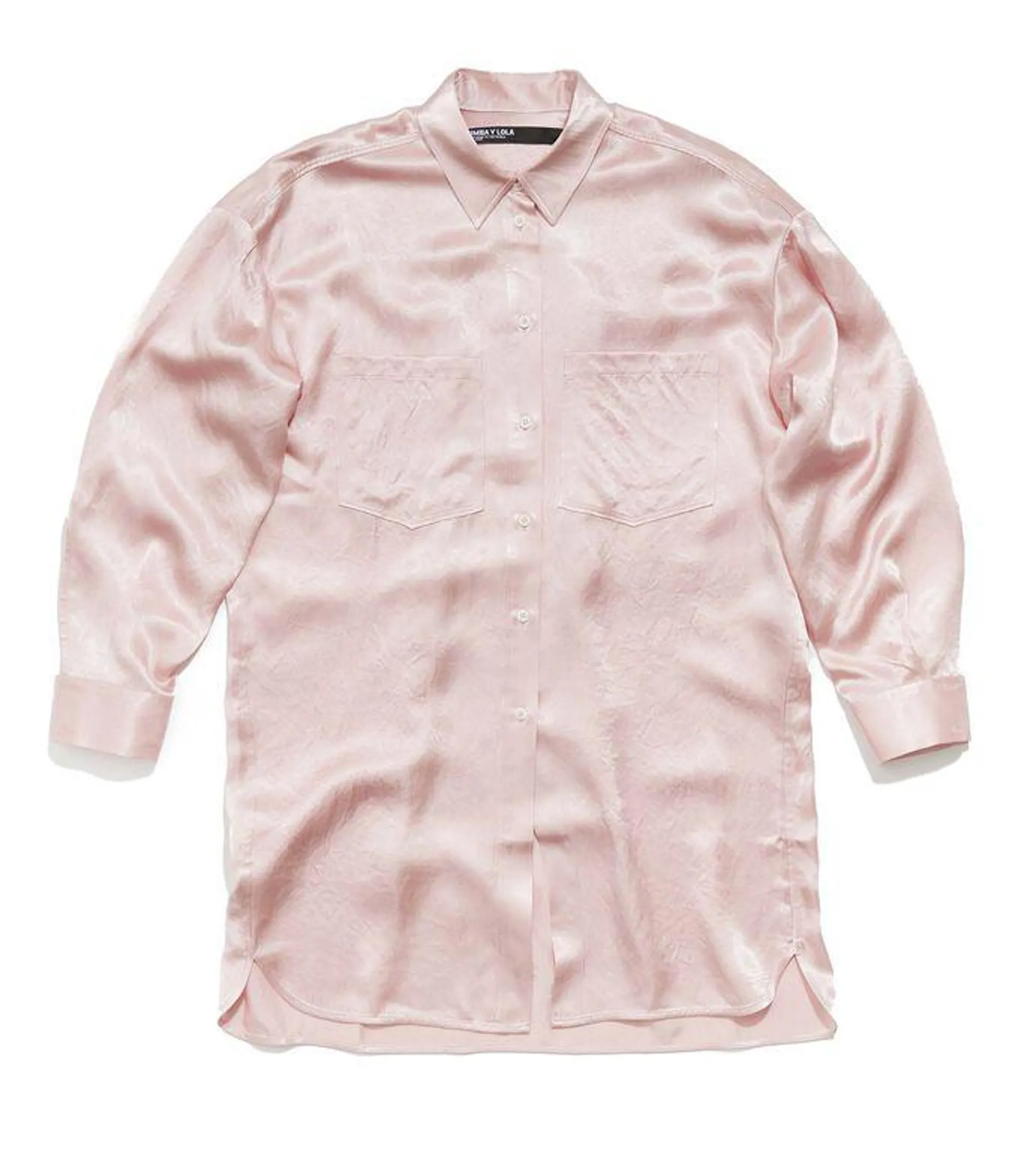 Camisa oversize satén rosa Mujer