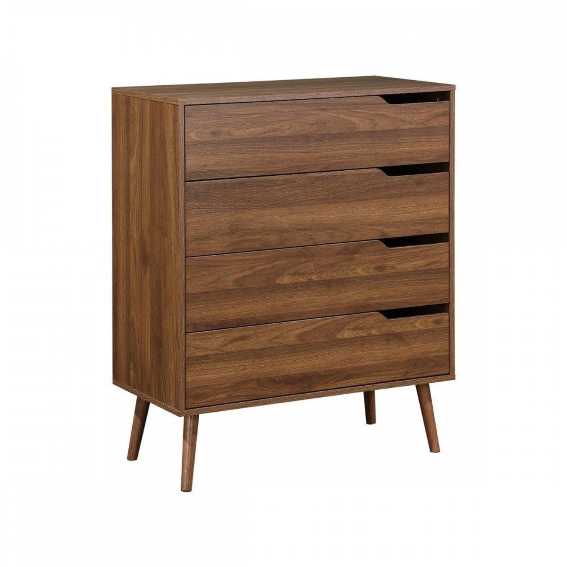 Basil L - Cajonera estilo moderno en madera de nogal con 4 cajones
