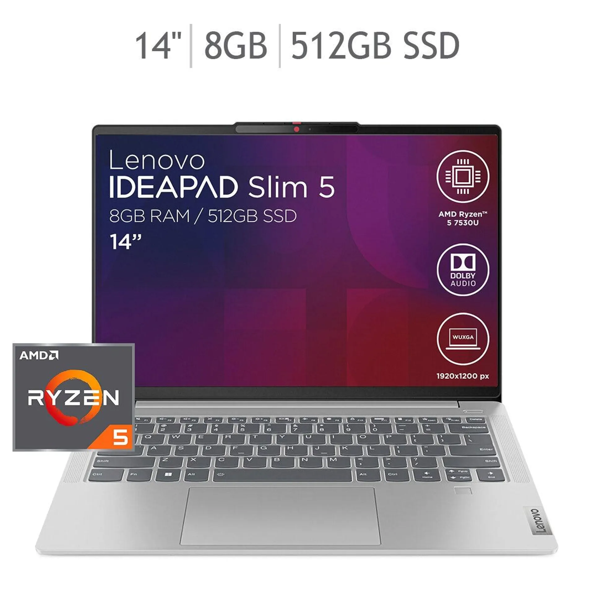 Lenovo Ideapad Slim 5 Laptop 14" Full HD AMD Ryzen 5 8GB 512GB SSD