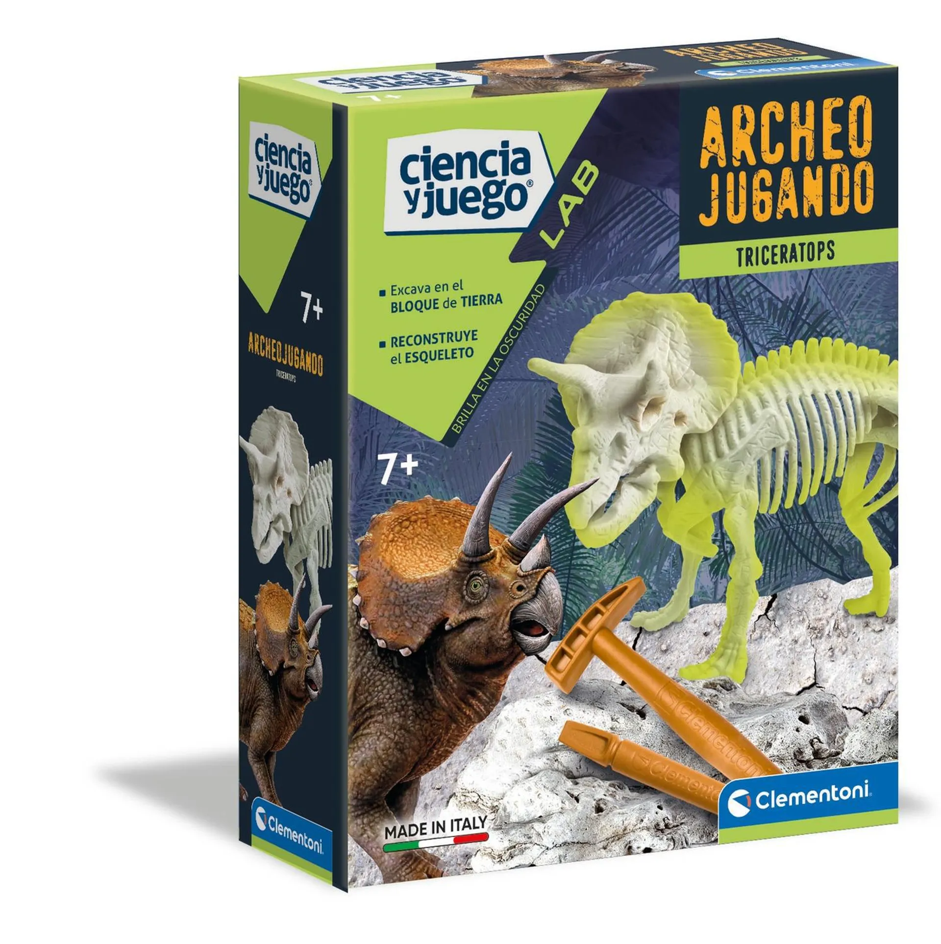 Juego De Excavación Triceratops Brilla En La Obscuridad Clementoni