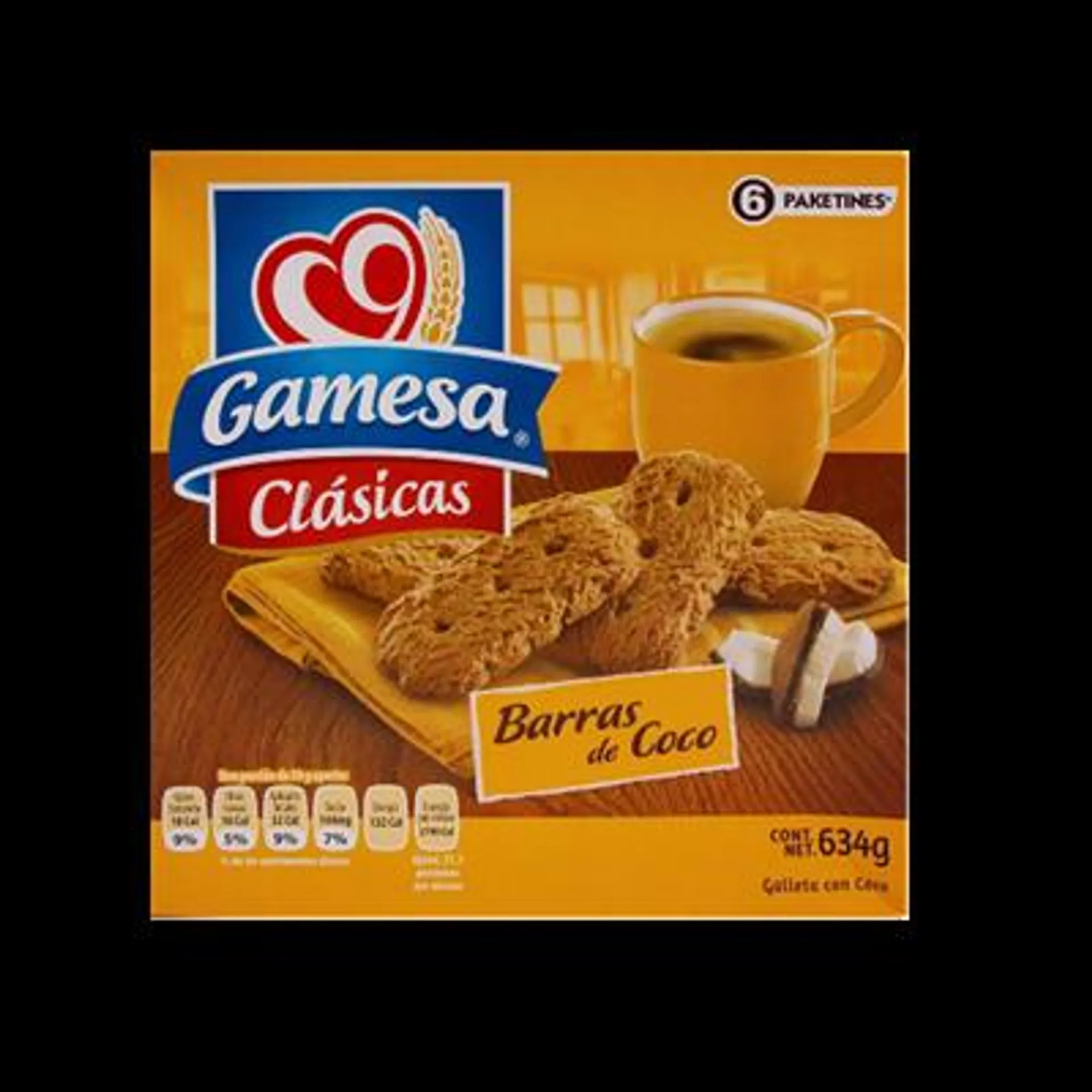 GALLETA BARRA DE COCO GAMESA 634 GRAMOS