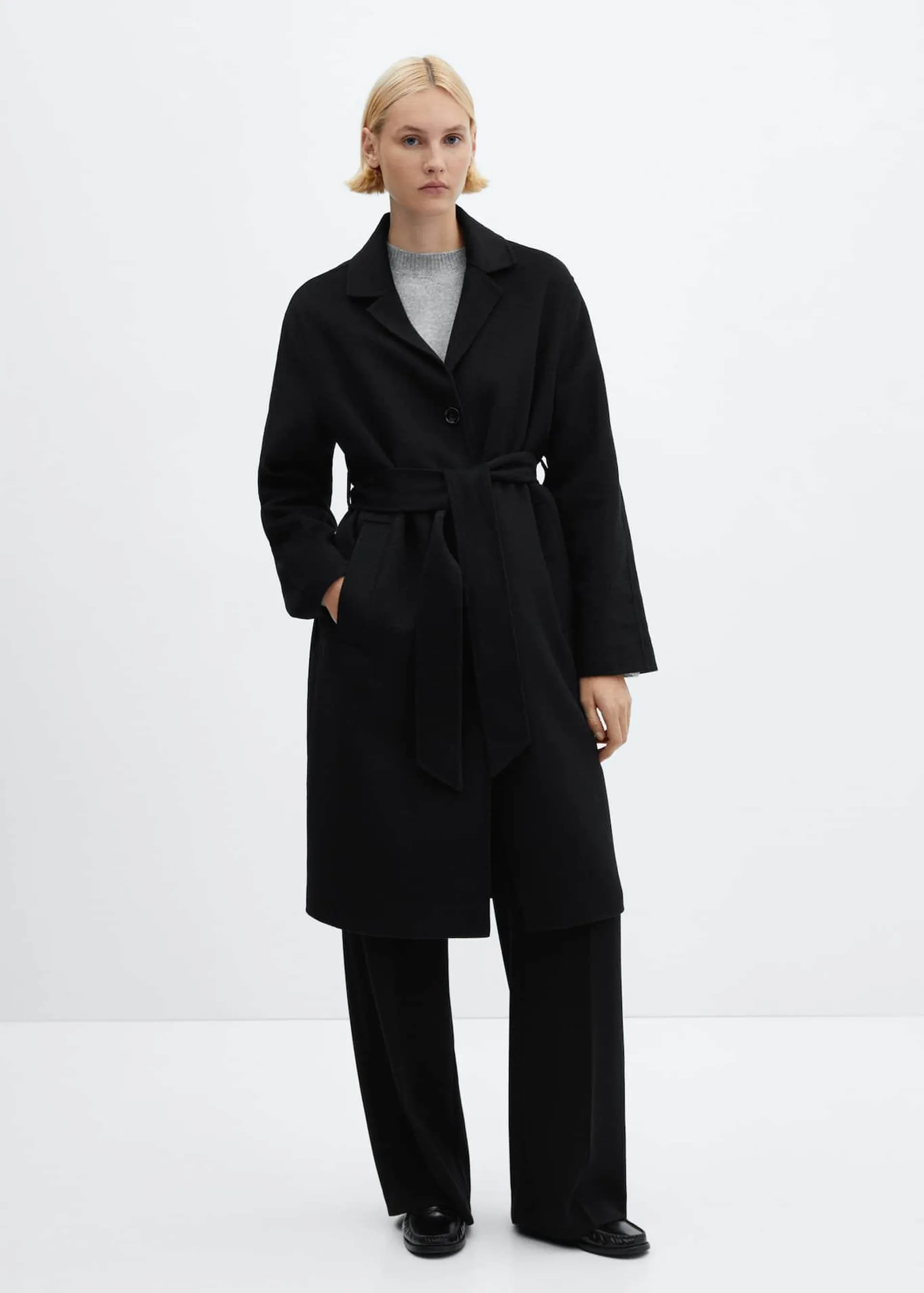 Wool coat with handmade belt