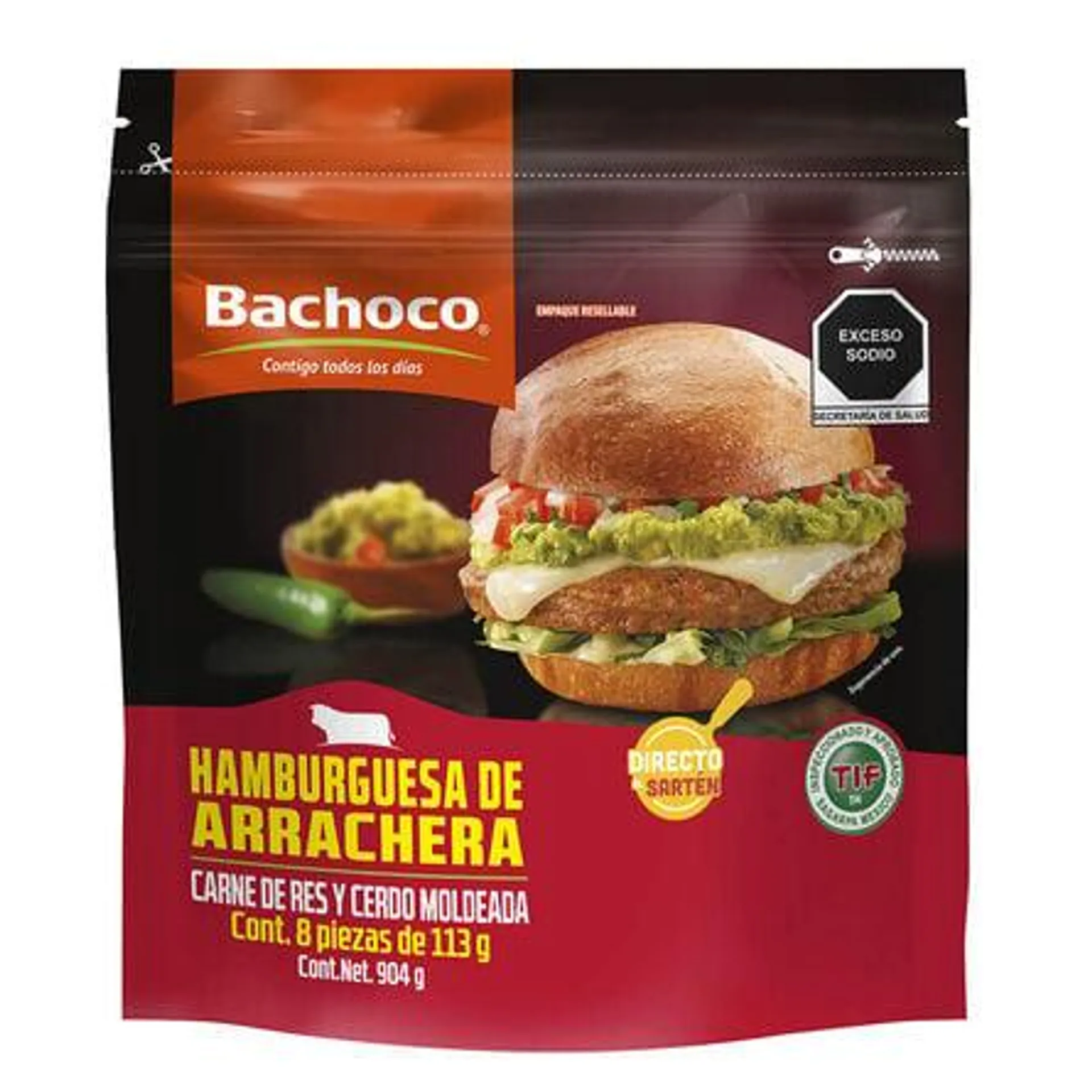 Hamburgesa de arrachera Bachoco 904g