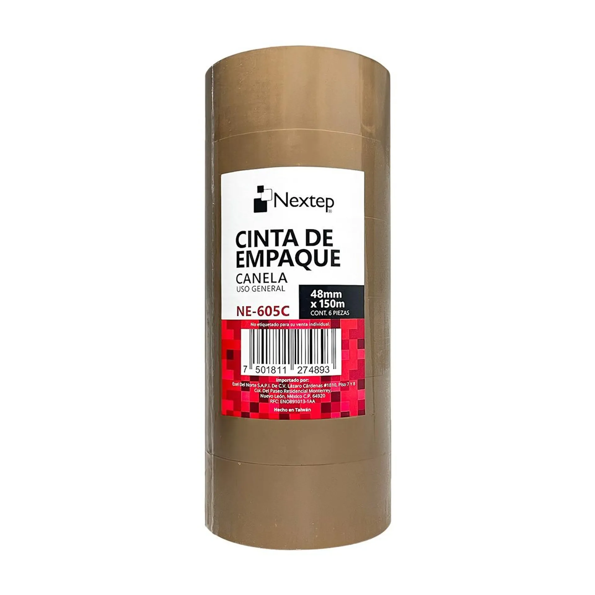 Cinta Empaque Canela Uso General Nextep Ne-605C 48Mm X 150Mts 6 Piezas