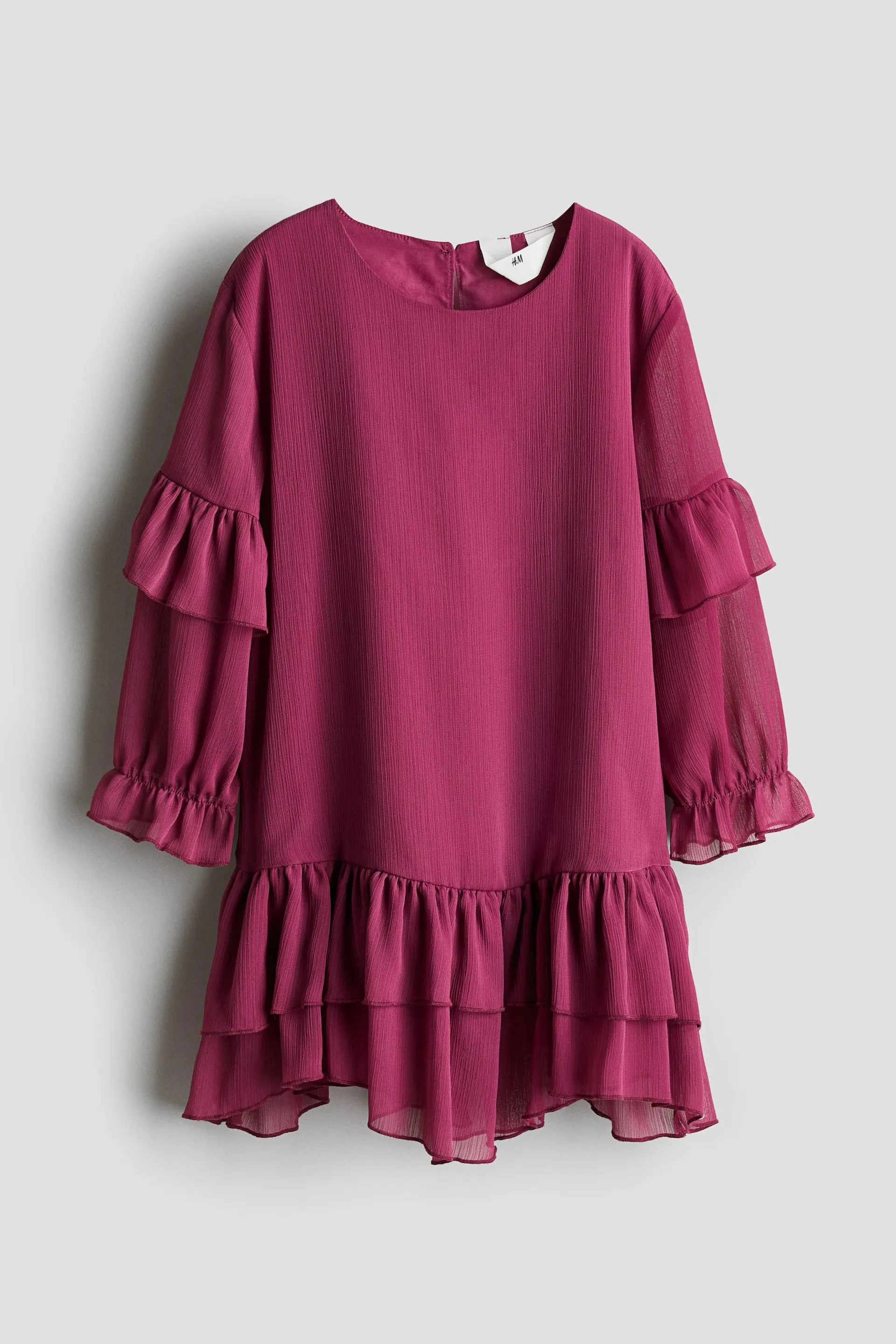 Vestido de chifón con olanes
