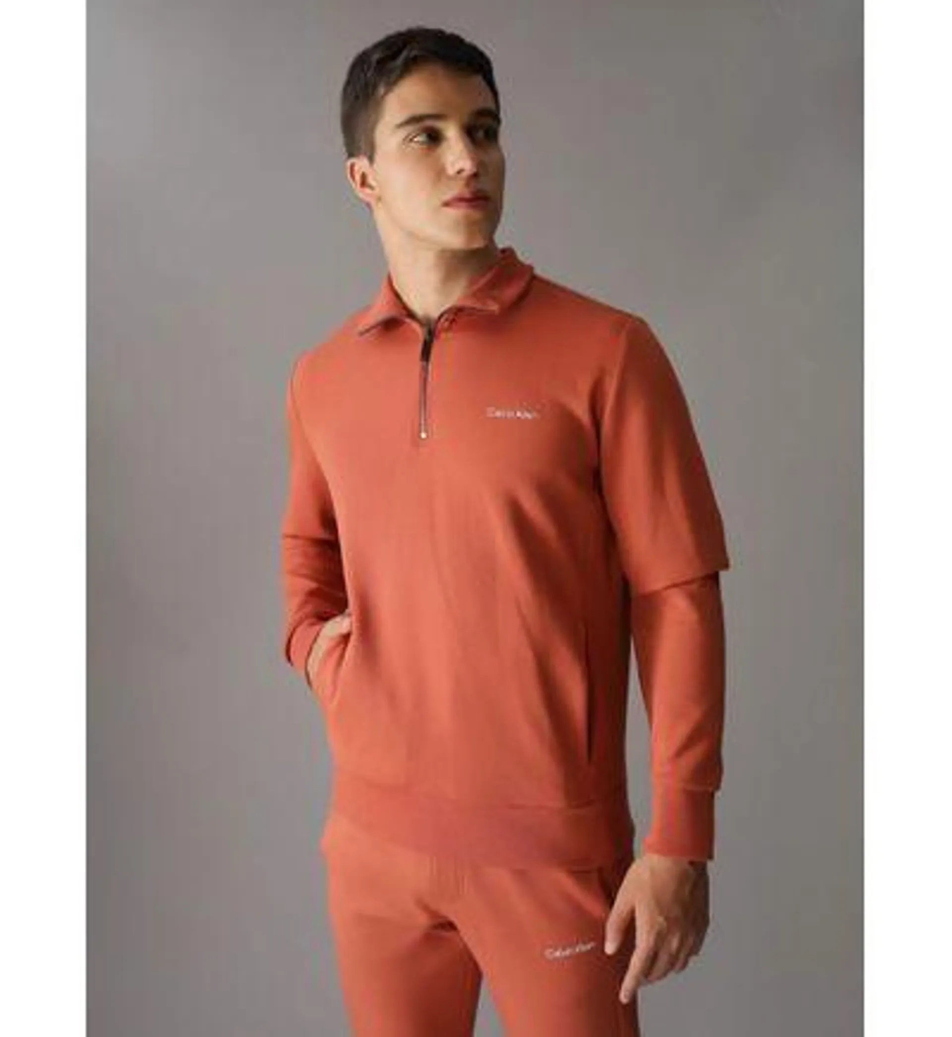 Sudadera Calvin Klein Logo Hombre Naranja