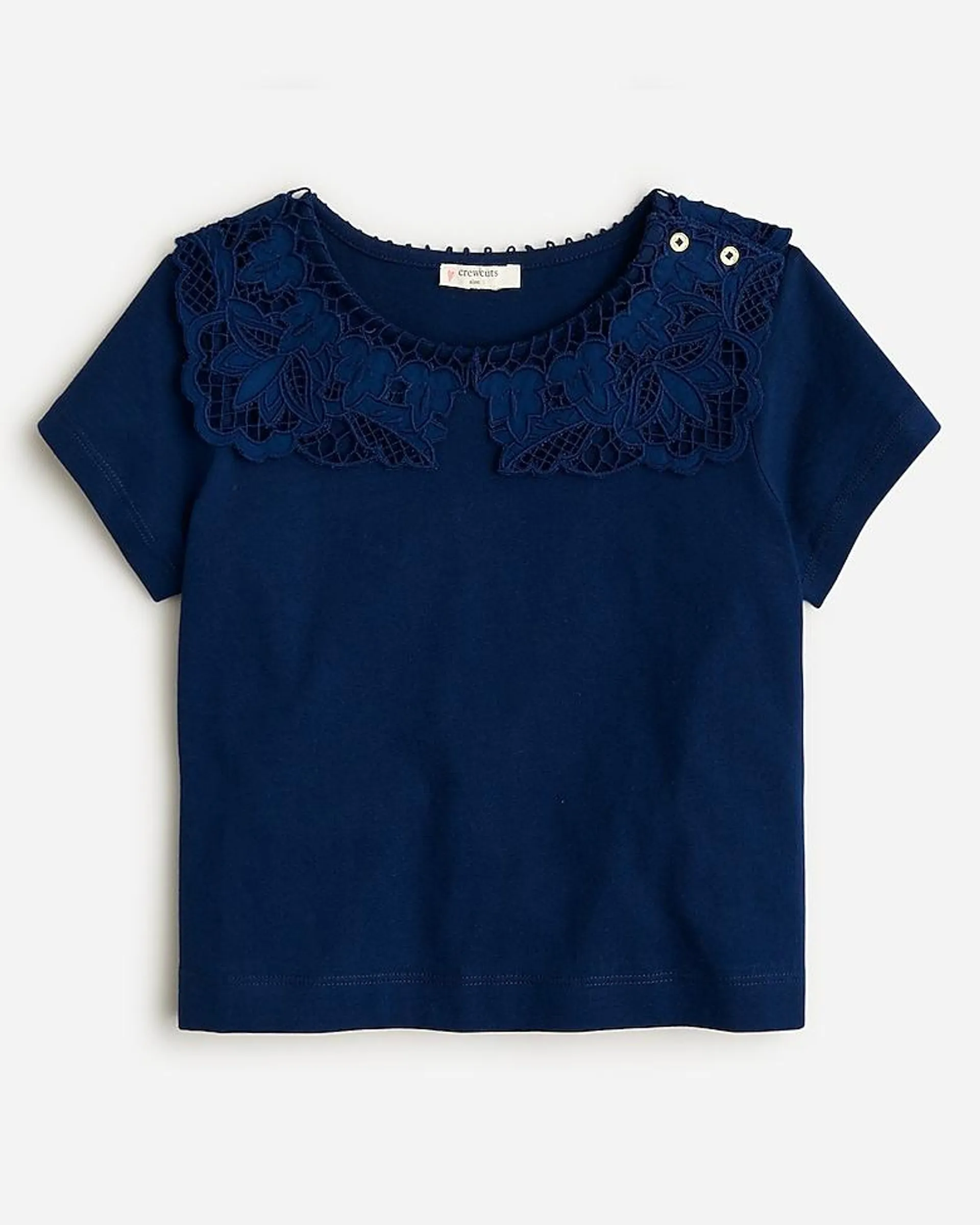 Girls' lace-collar T-shirt