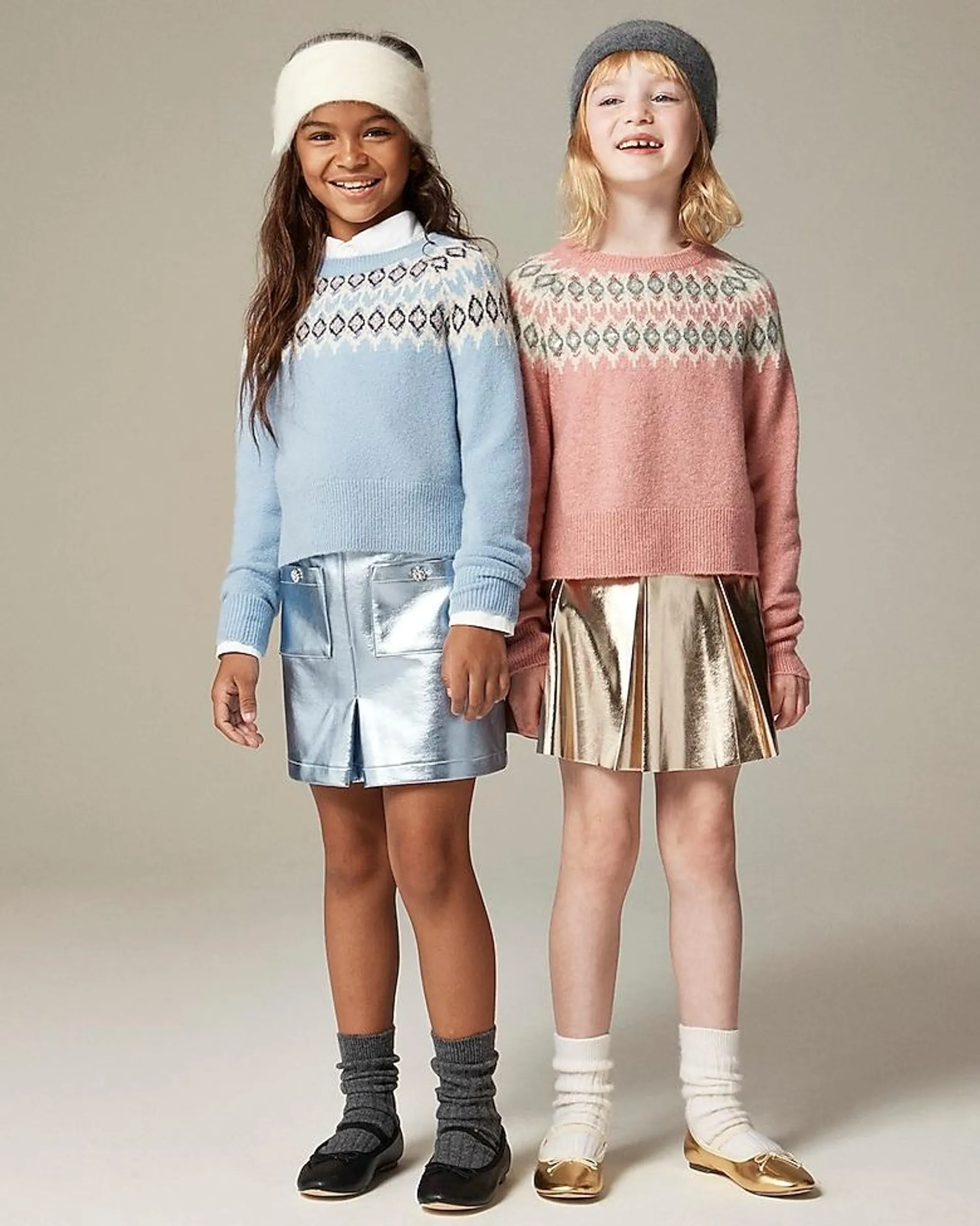 Girls' sequin Fair Isle sweater in Supersoft yarn