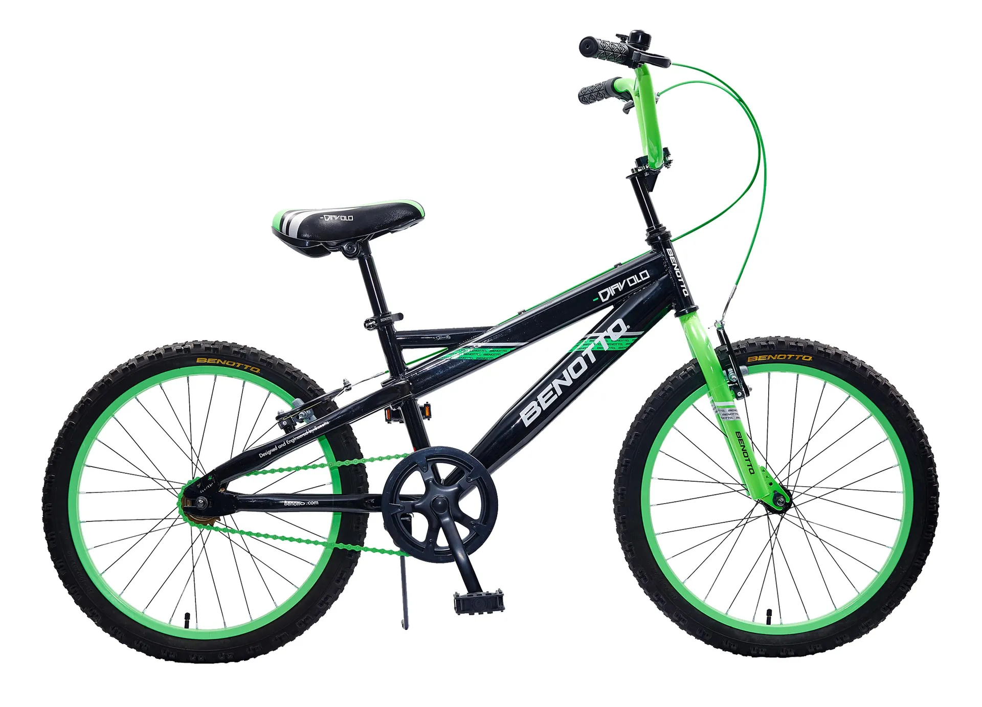 Bicicleta BENOTTO BMX DIAVOLO R20 1V. Niño Frenos ”V” Acero Negro/Verde Neon Talla:UN