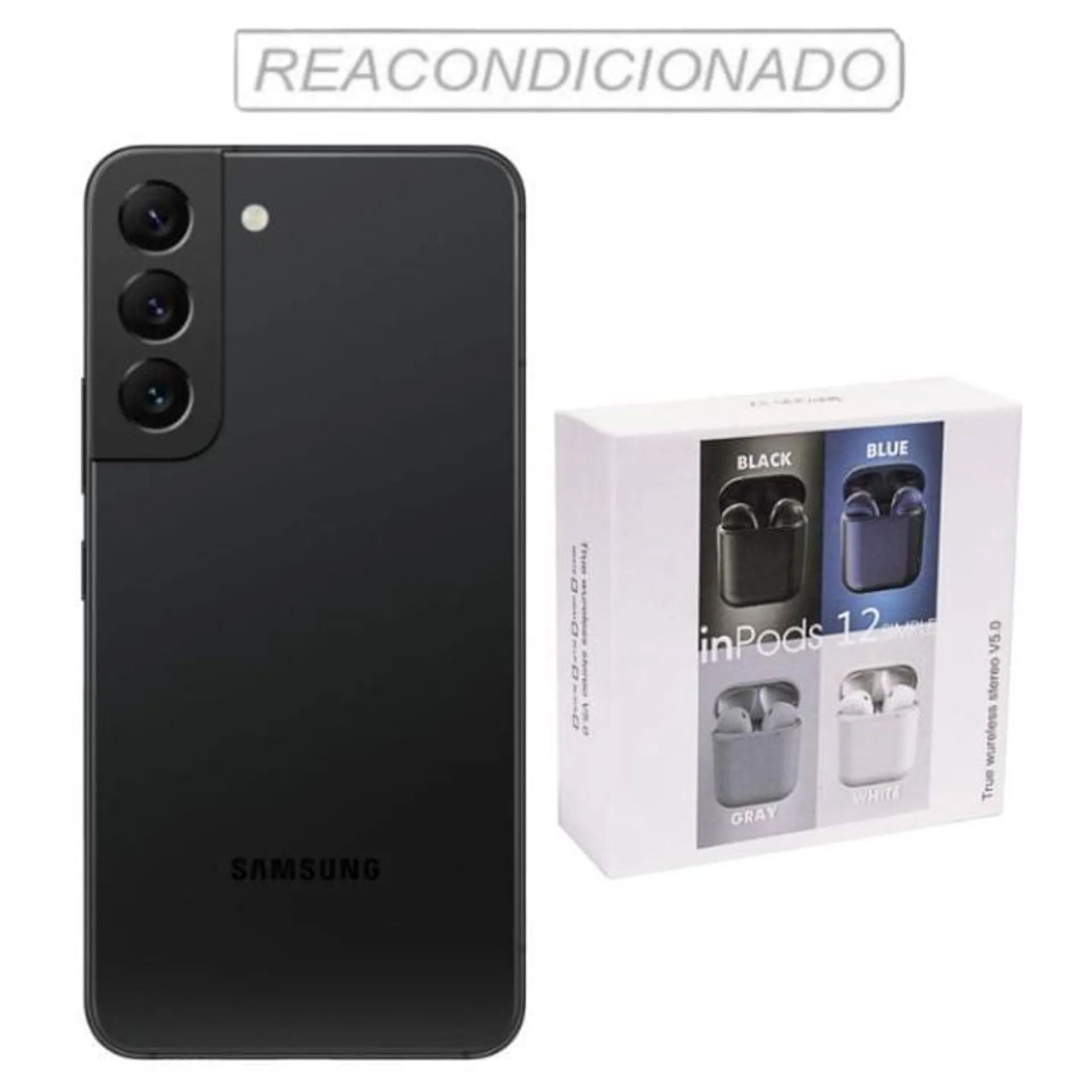 galaxy s22 Reacondicionado 128GB negro + audífonos genéricos