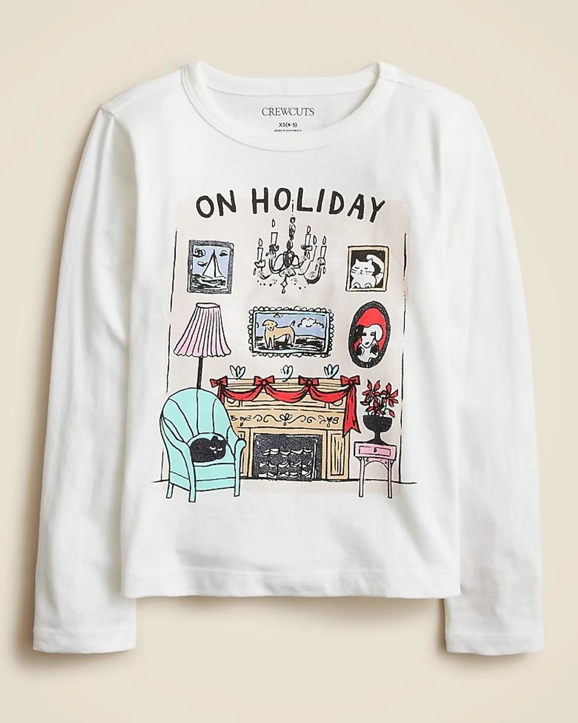 Girls' long-sleeve "On Holiday" graphic T-shirt