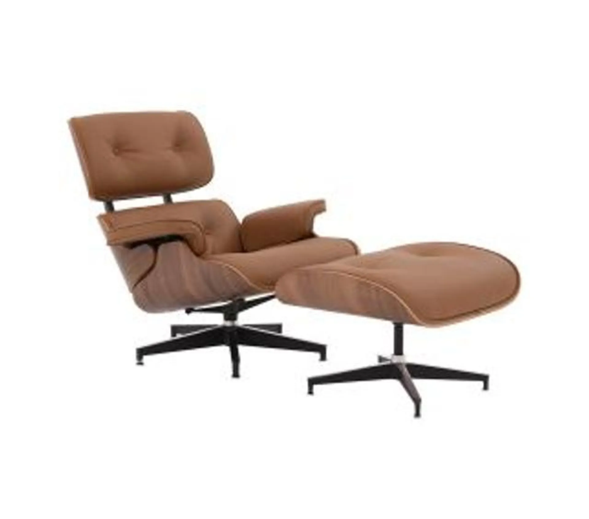 Silla replica Eames Lounge Ottoman - Nogal con café