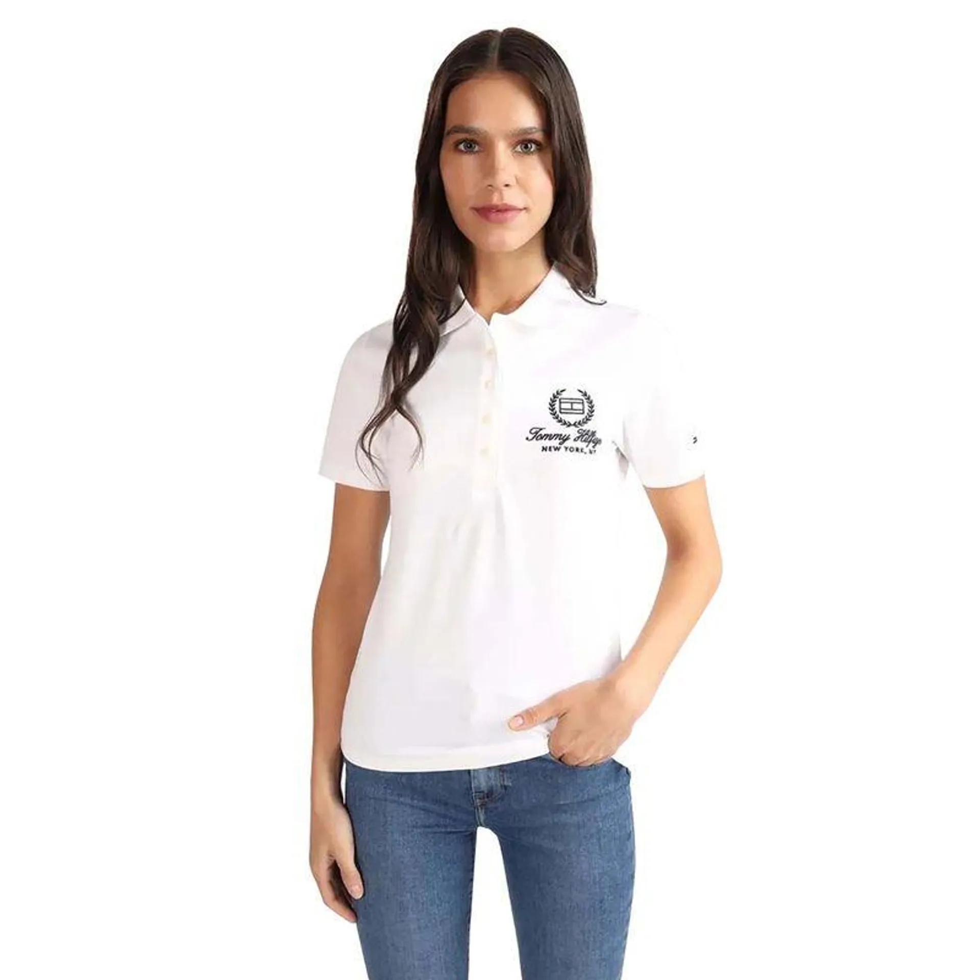 Playera Tipo Polo Para Dama Tommy Hilfiger Blanco WW0WW41762-YCF