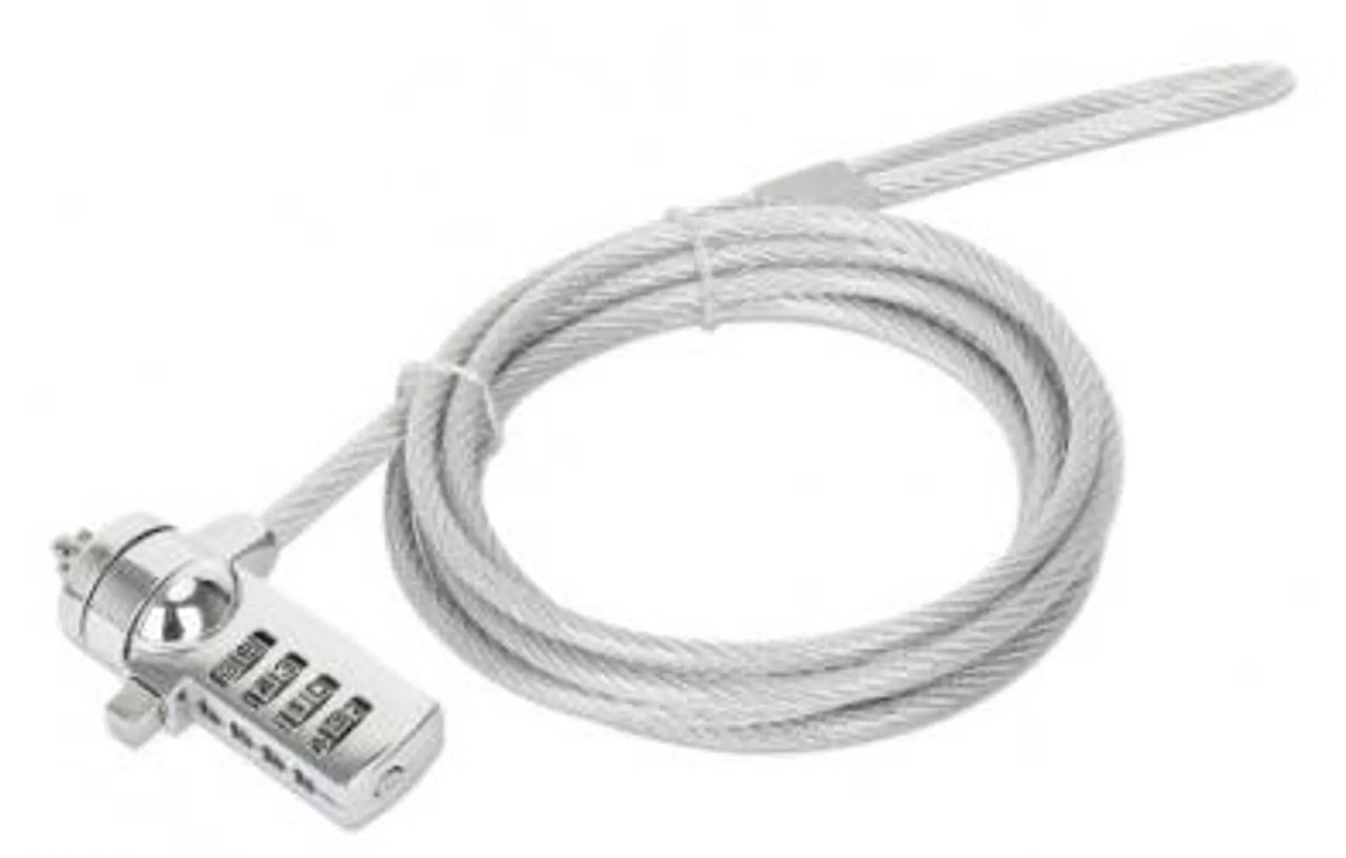 Manhattan Candado de Combinación para Laptop, 2 Metros, Plata